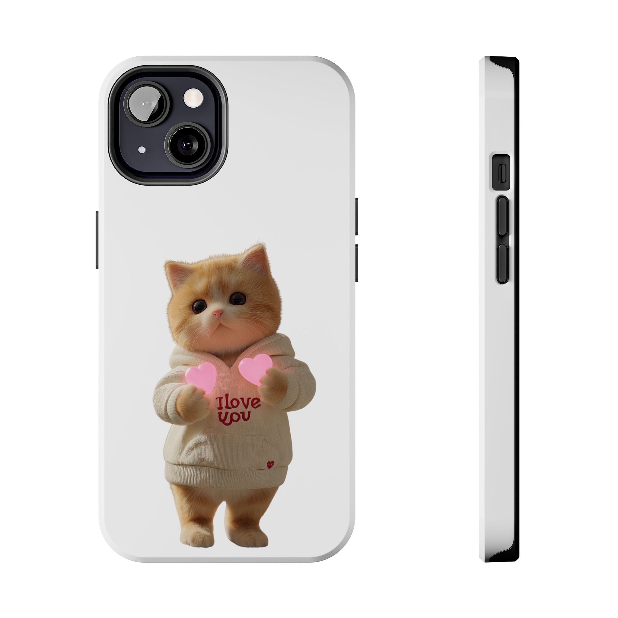 Cute Cat Tough Phone Case - I Love You Design