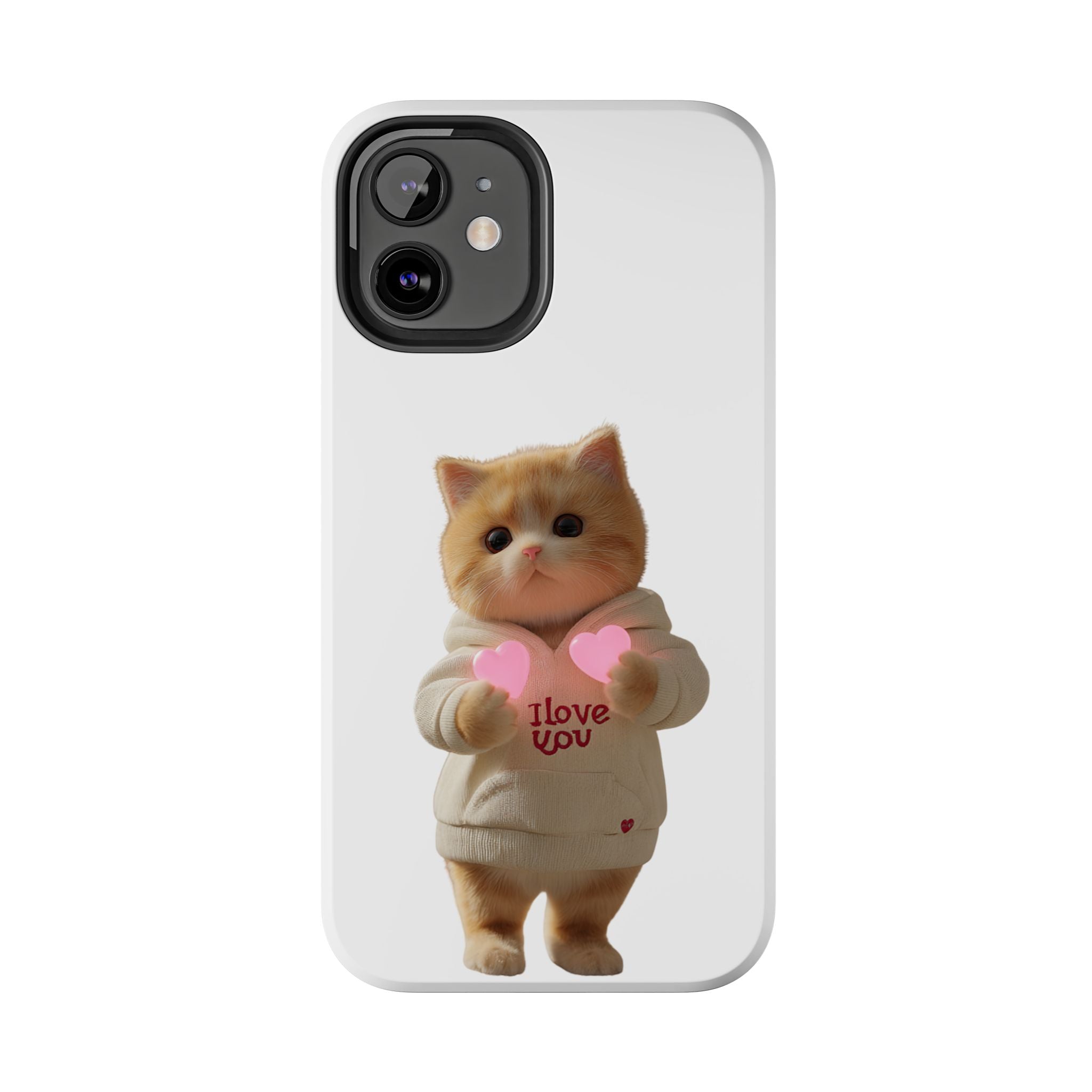 Cute Cat Tough Phone Case - I Love You Design