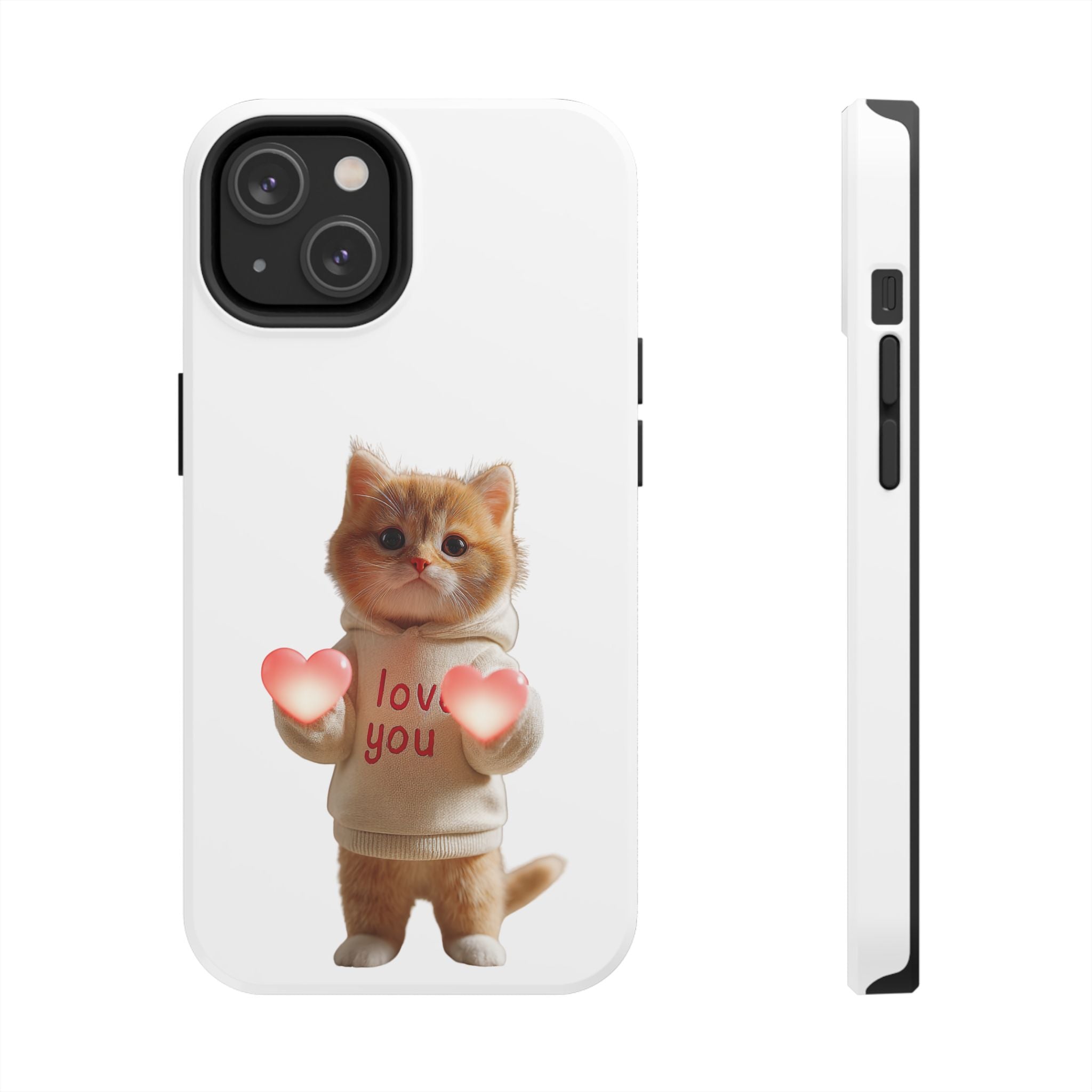 Cute Kitten ‘Love You’ Heart Paw Tough Protective Case