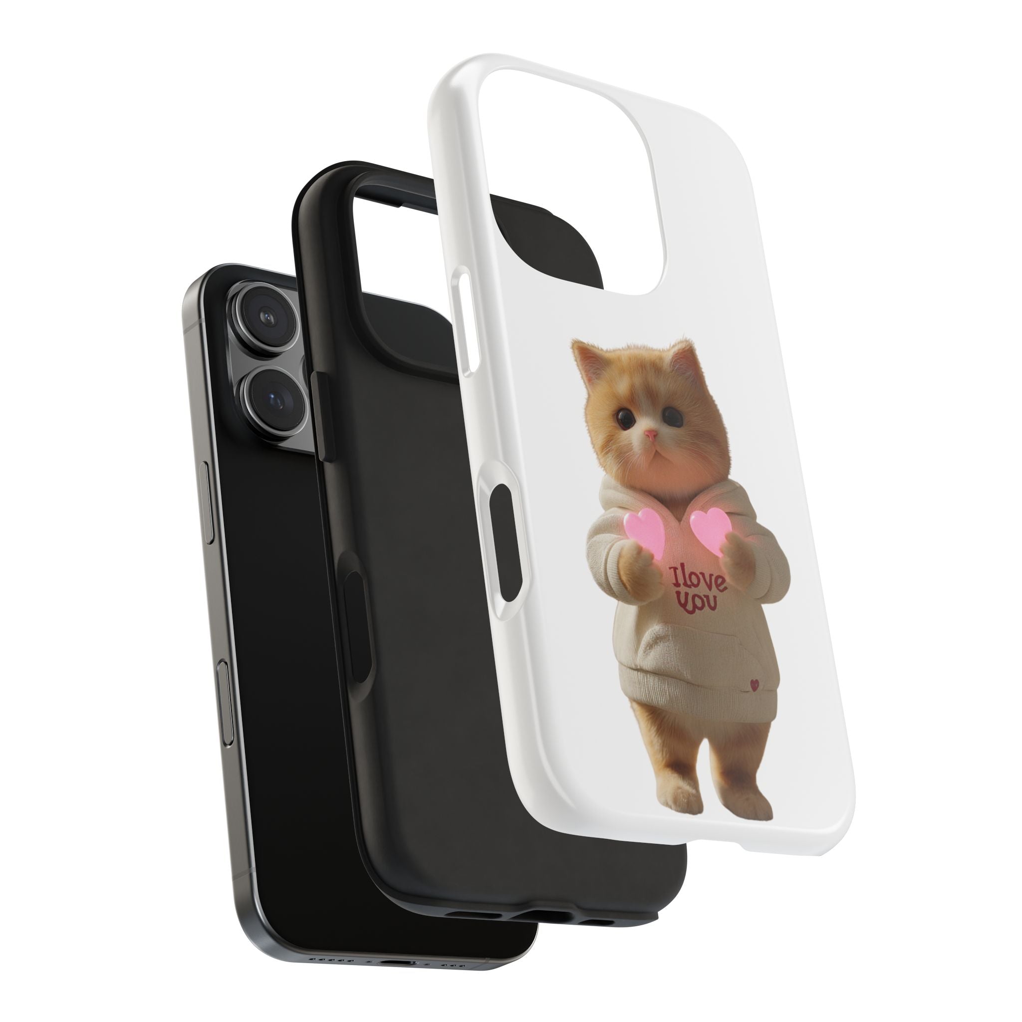 Cute Cat Tough Phone Case - I Love You Design