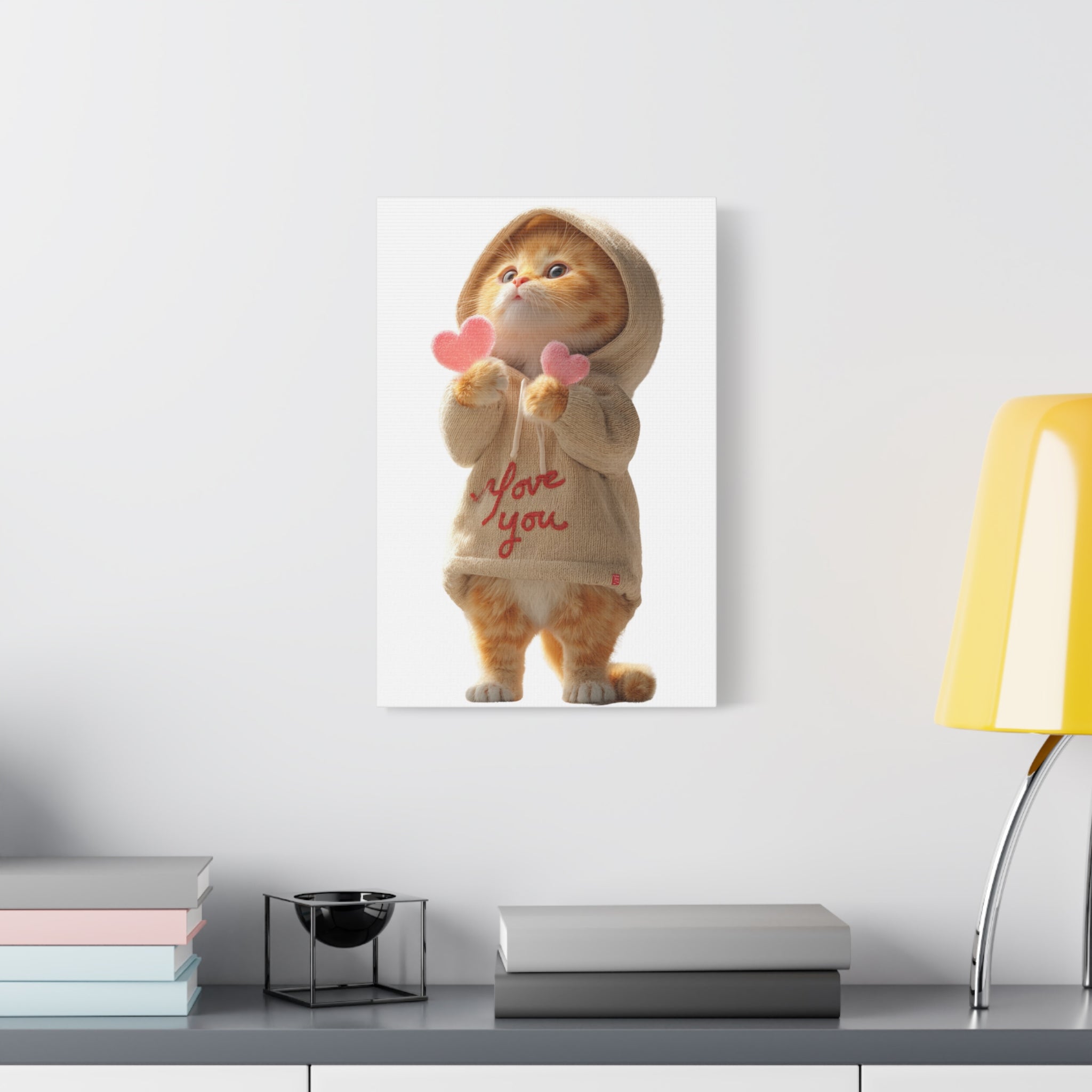 Cute Kitten "I Love You" Matte Canvas Wall Art - Valentine Cat Print
