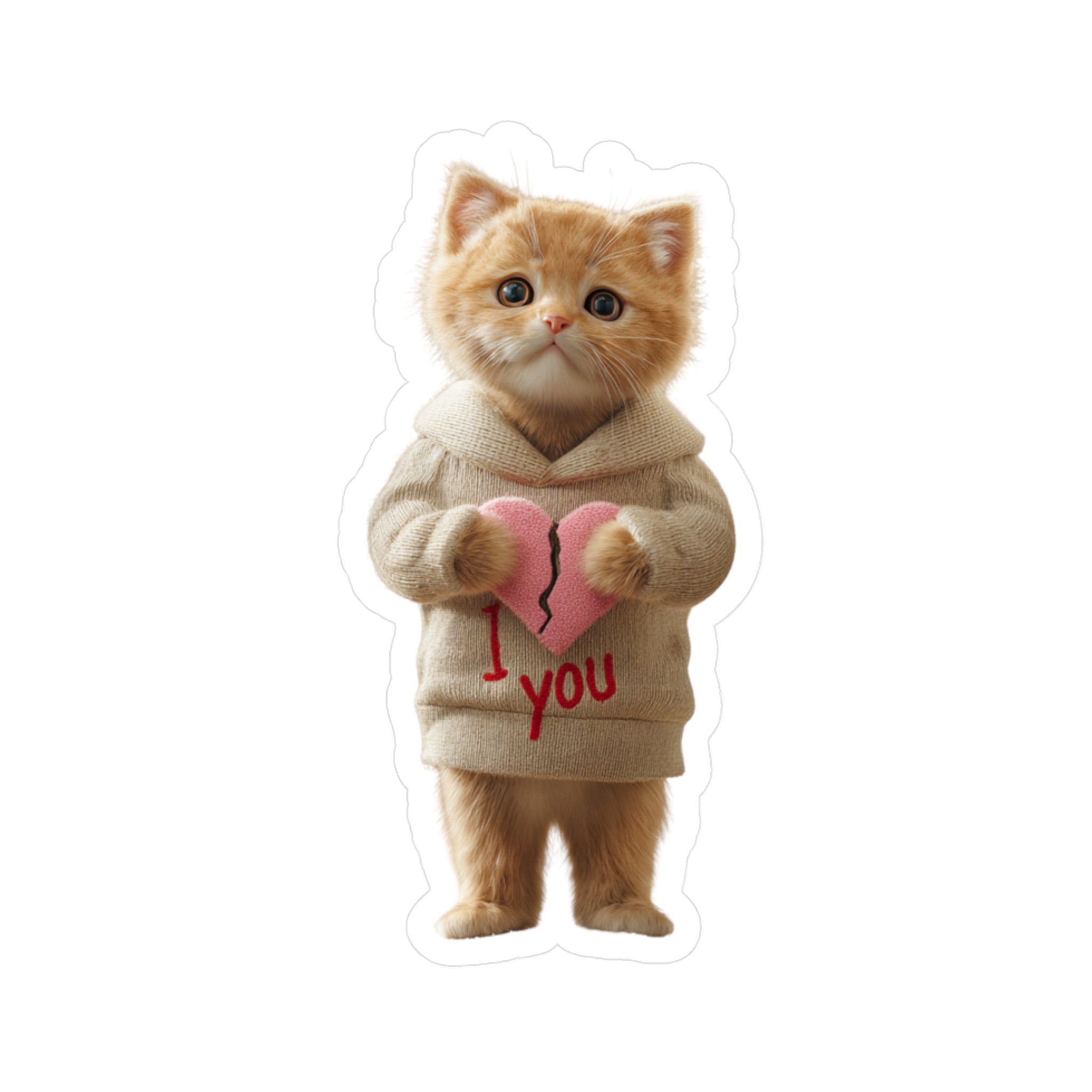 Cute Kitten 'I  You' Vinyl Sticker – Kiss-Cut Decal for Laptops, Water Bottles & Gifts