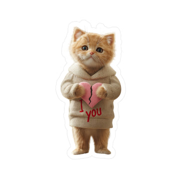 Cute Kitten 'I  You' Vinyl Sticker – Kiss-Cut Decal for Laptops, Water Bottles & Gifts