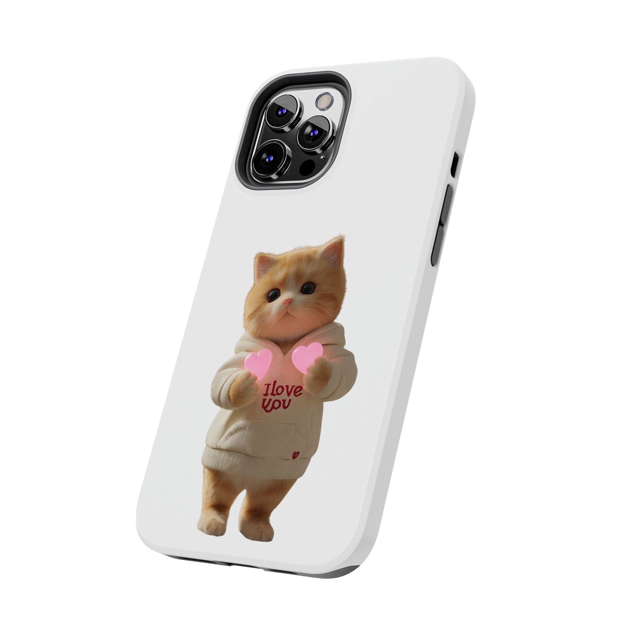 Cute Cat Tough Phone Case - I Love You Design