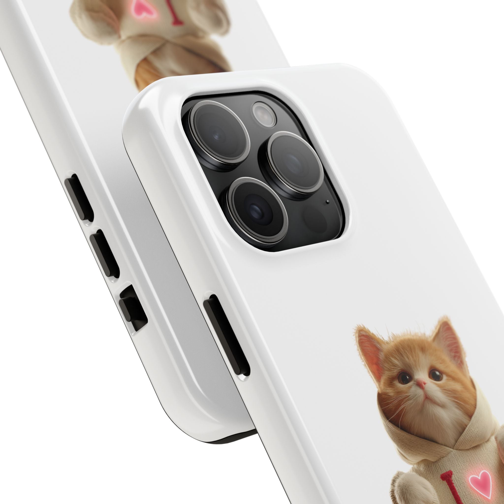 Cute Cat Tough Phone Case – 'I  You' Design