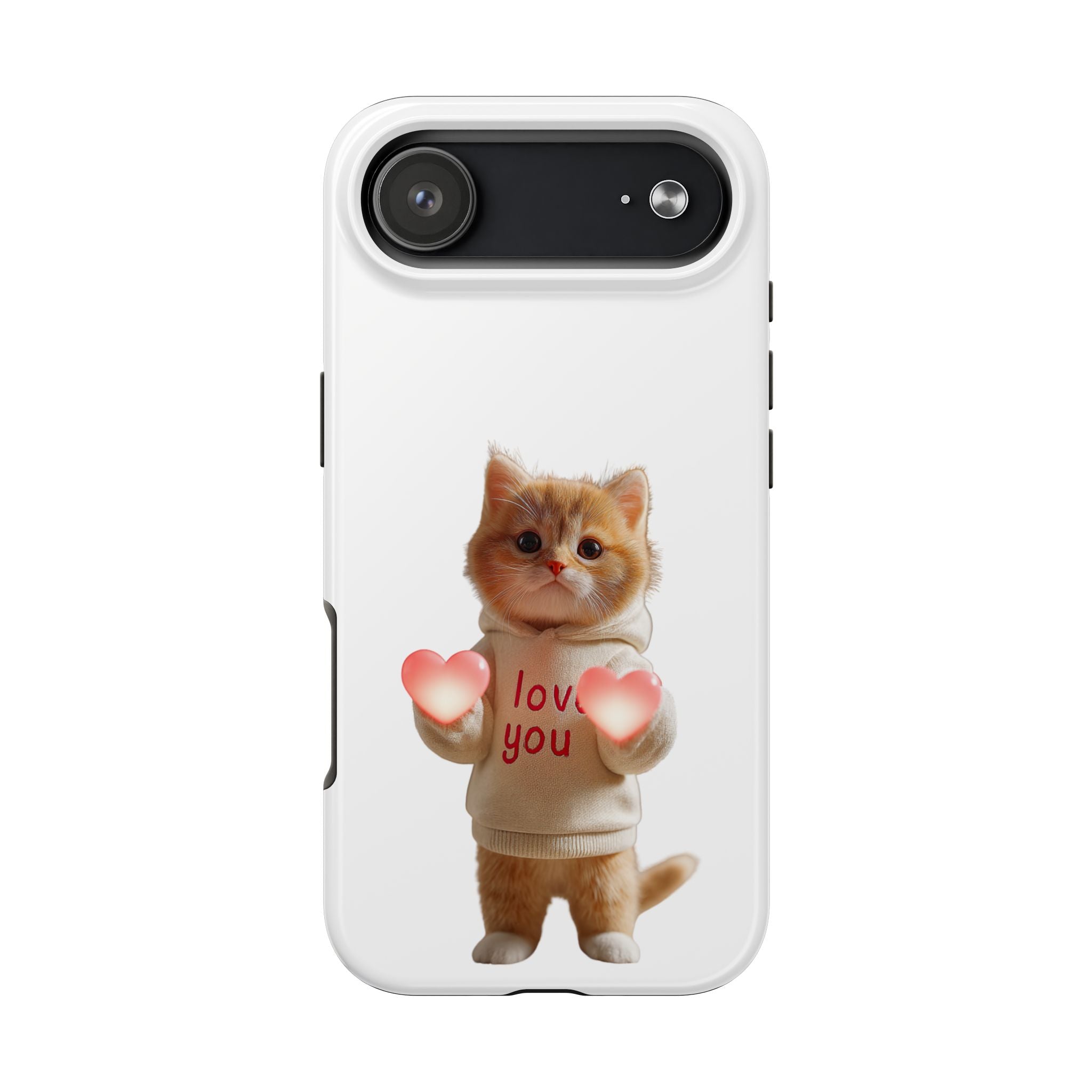 Cute Kitten ‘Love You’ Heart Paw Tough Protective Case