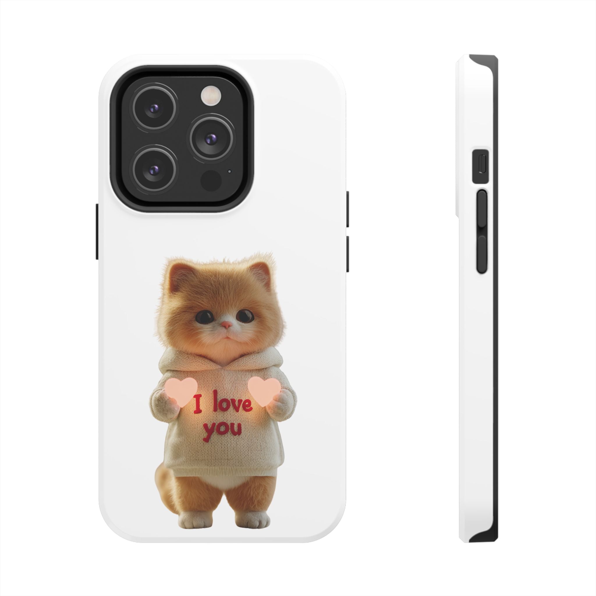 Cute Cat Love Phone Case - Tough Protection with Adorable Design