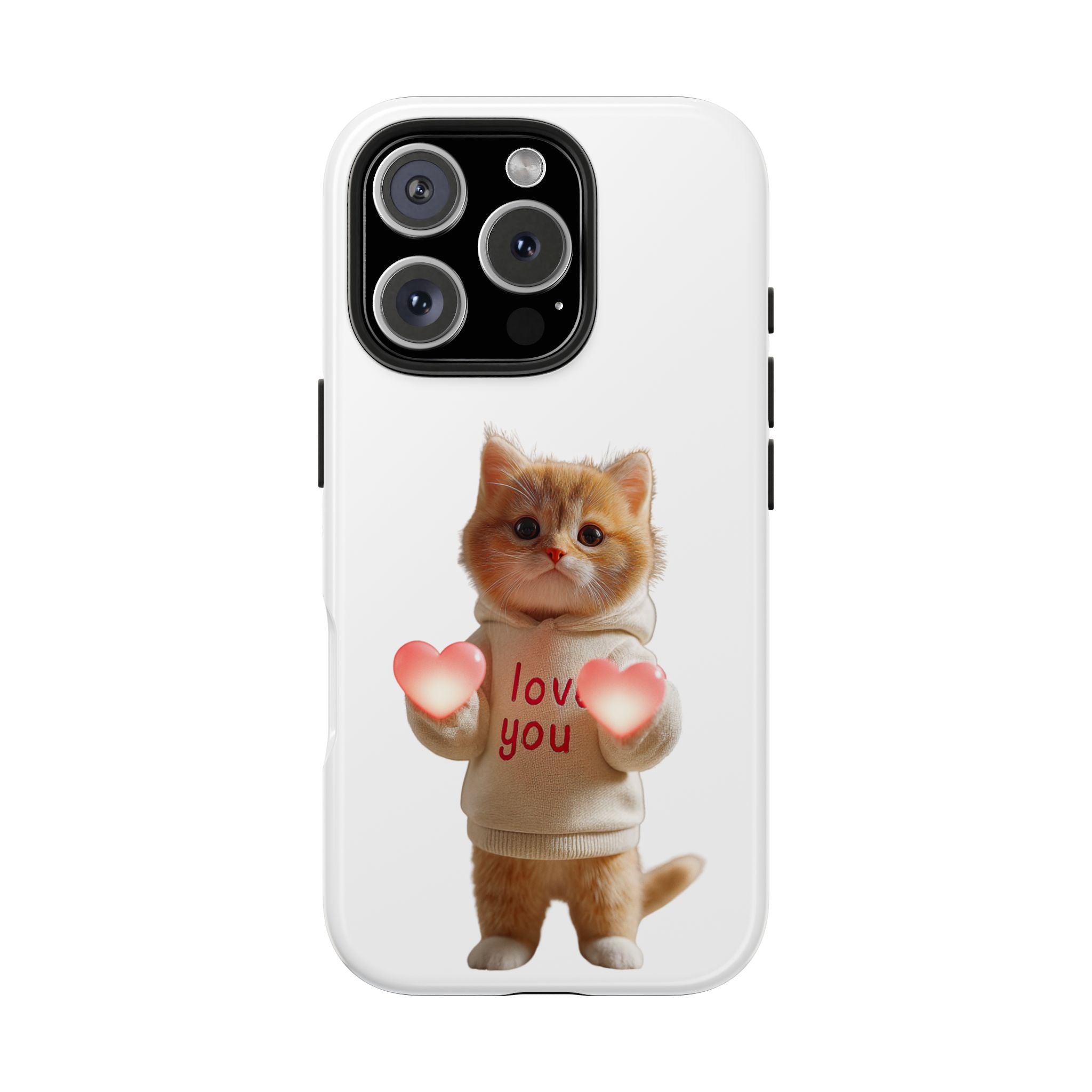 Cute Kitten ‘Love You’ Heart Paw Tough Protective Case
