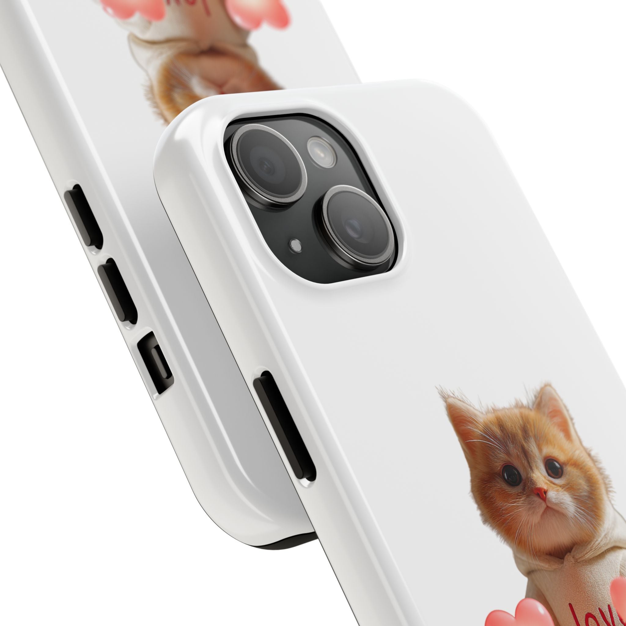 Cute Kitten ‘Love You’ Heart Paw Tough Protective Case