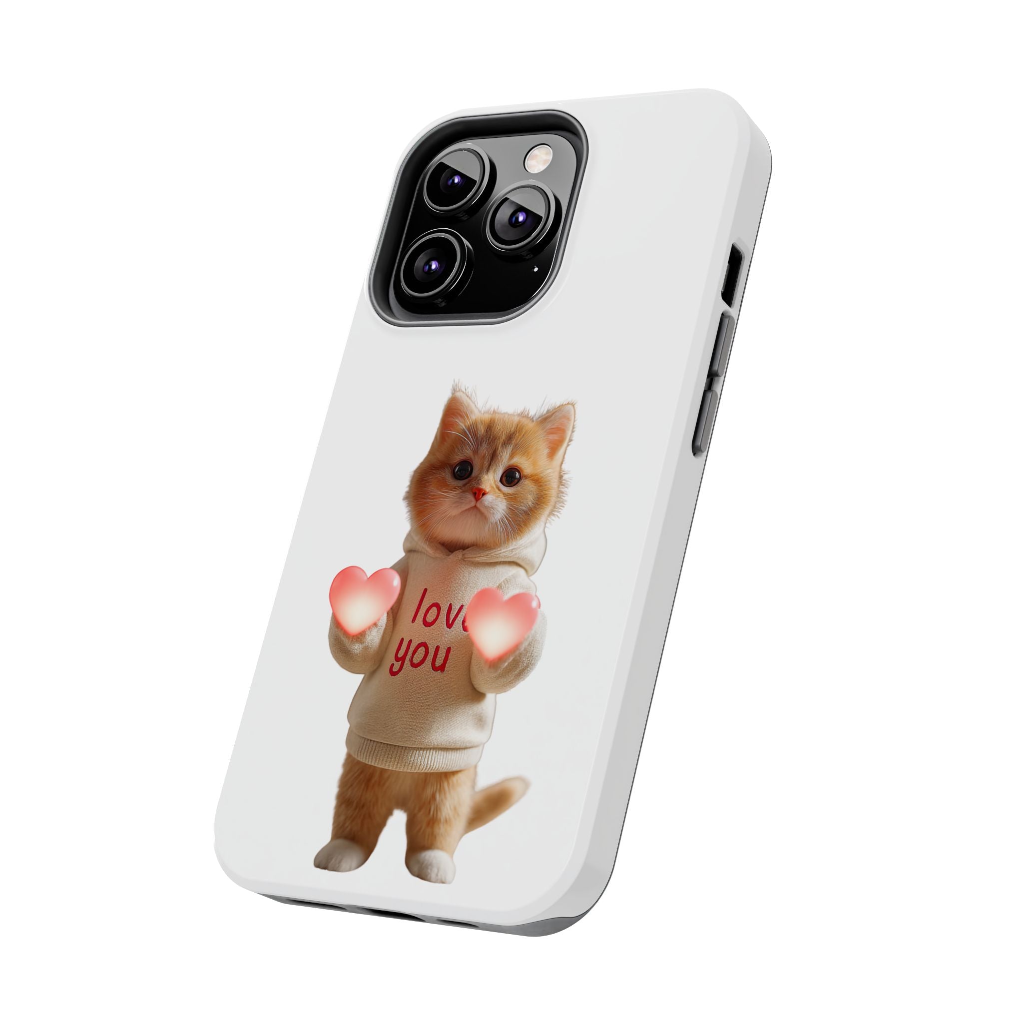 Cute Kitten ‘Love You’ Heart Paw Tough Protective Case