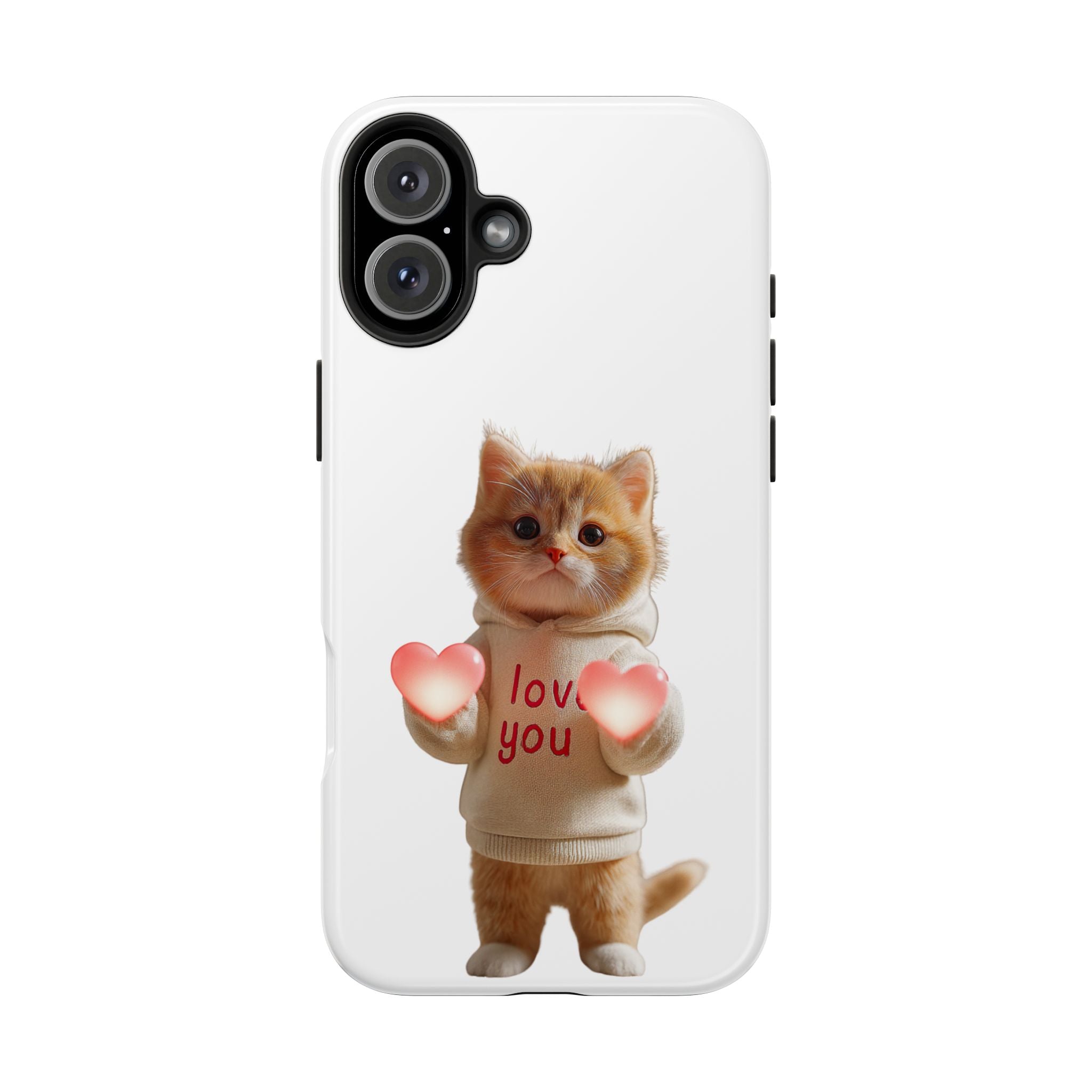 Cute Kitten ‘Love You’ Heart Paw Tough Protective Case