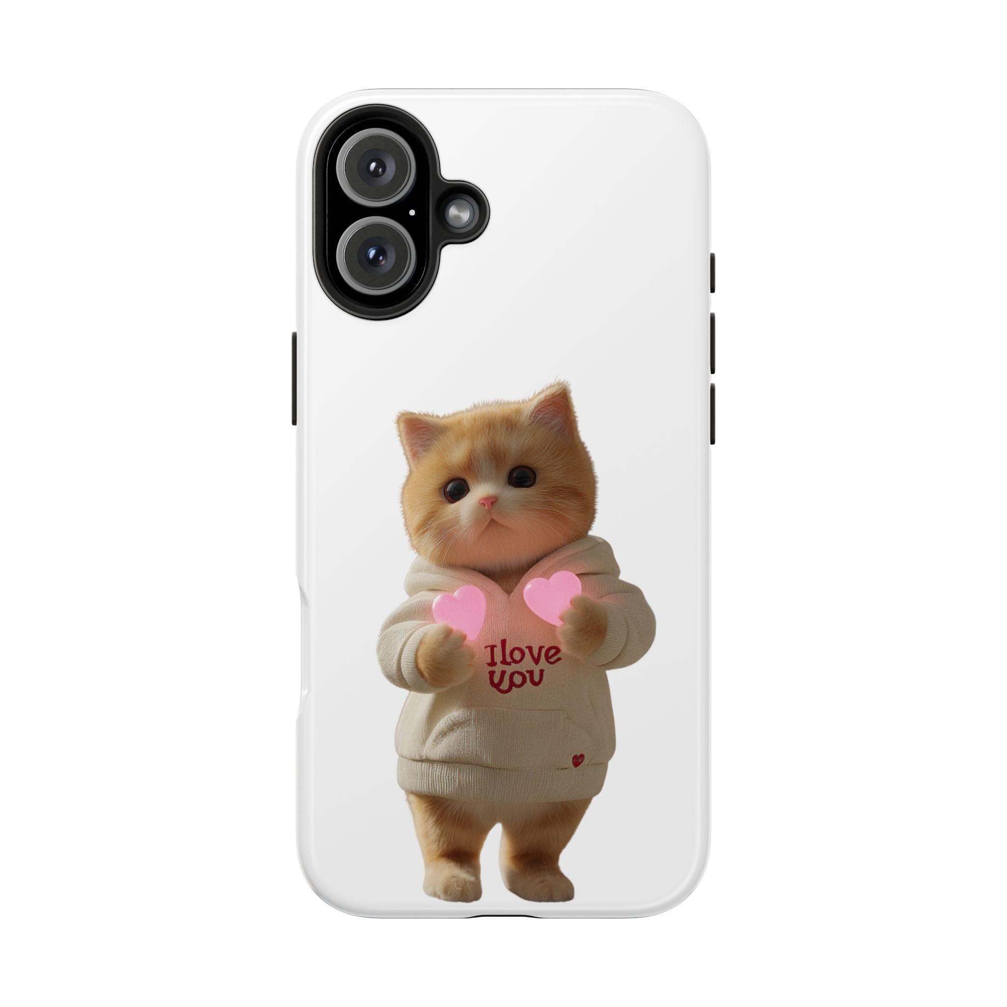 Cute Cat Tough Phone Case - I Love You Design