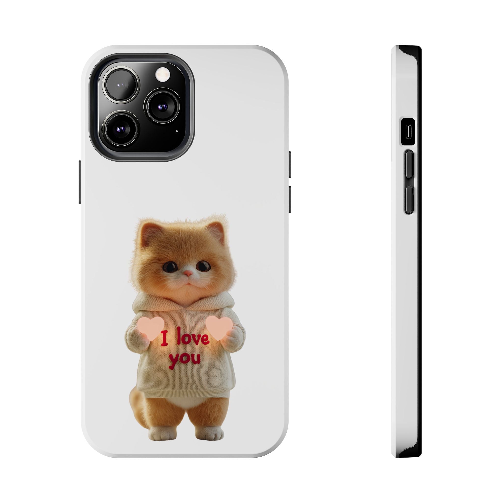 Cute Cat Love Phone Case - Tough Protection with Adorable Design
