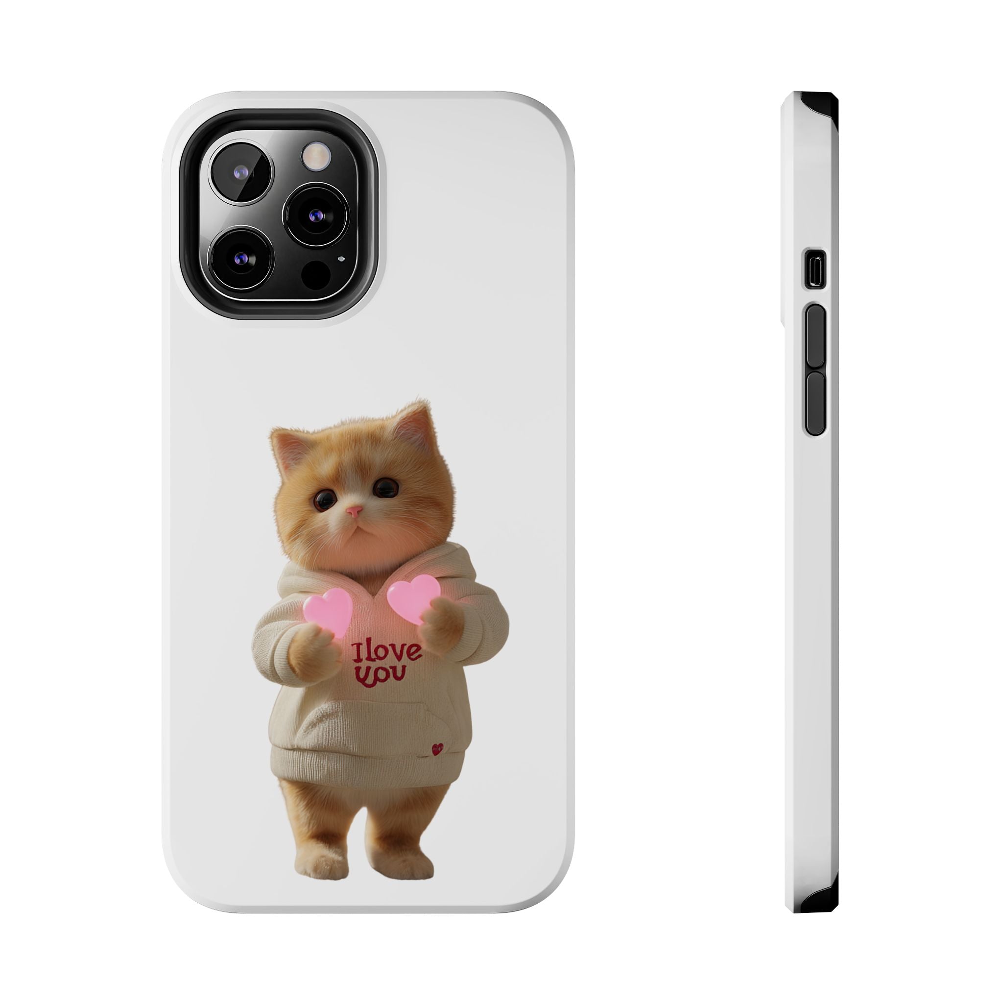 Cute Cat Tough Phone Case - I Love You Design
