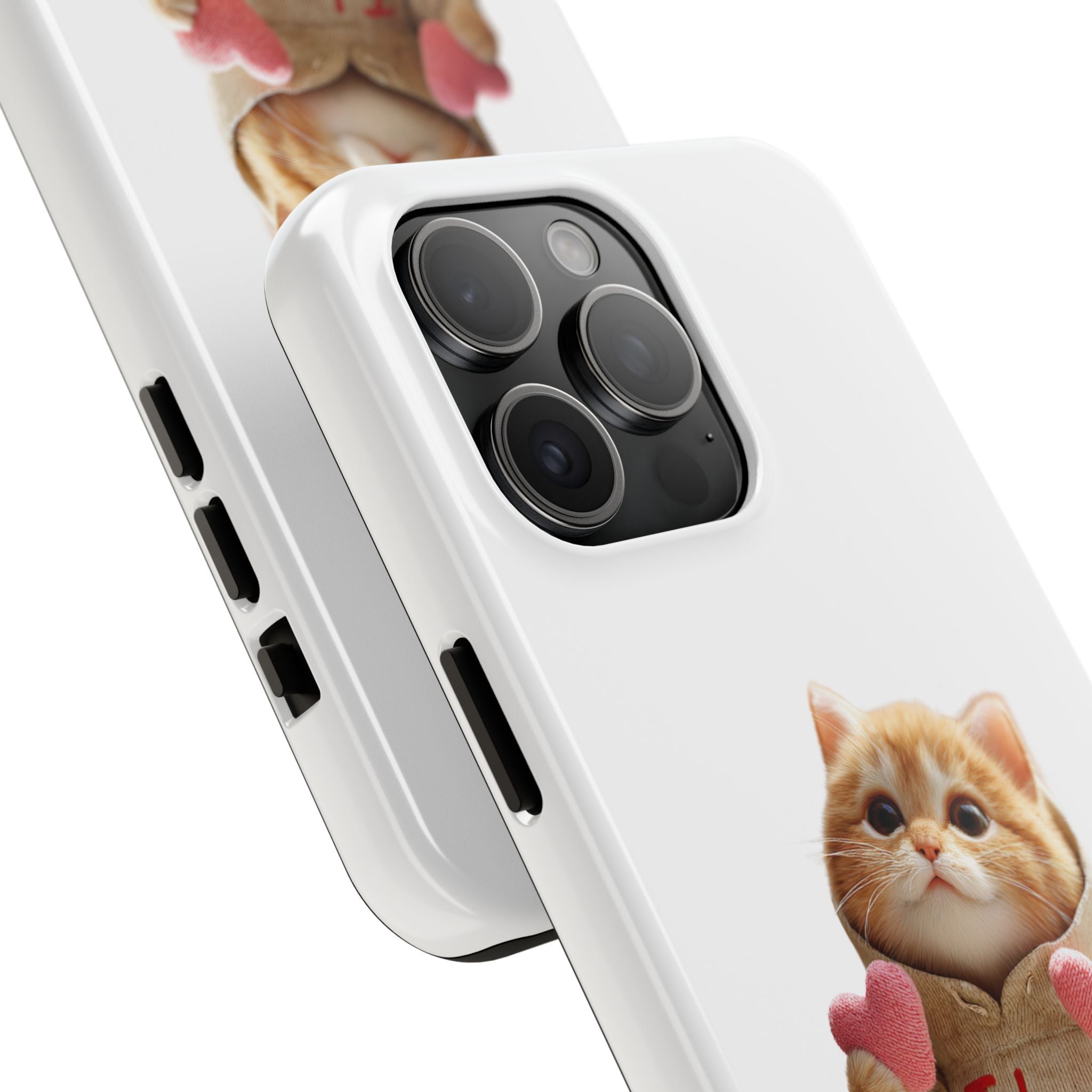 Cute Cat Phone Case with 'I Love You' Design