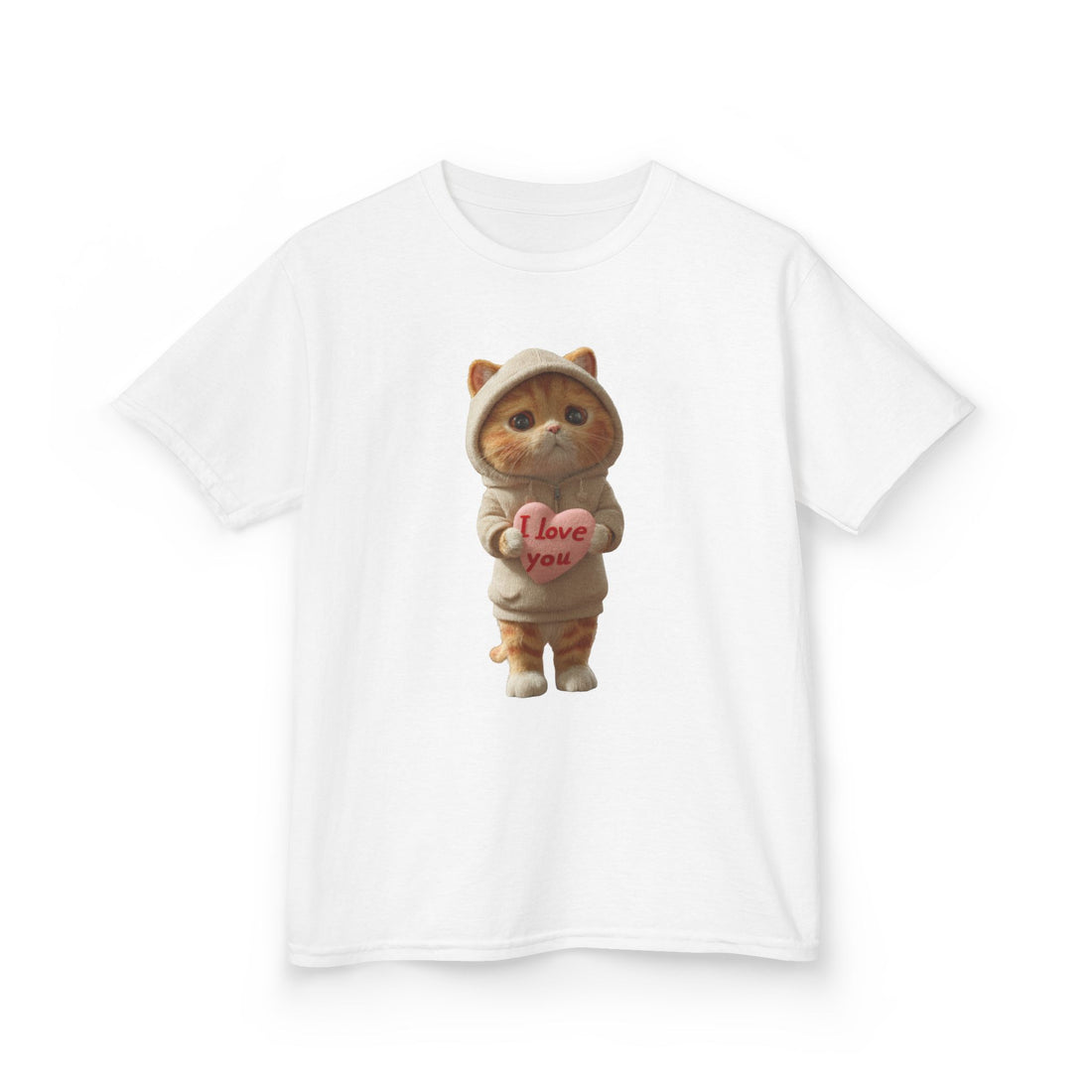 Kids Tee — Cute Kitten Holding "I Love You" Heart