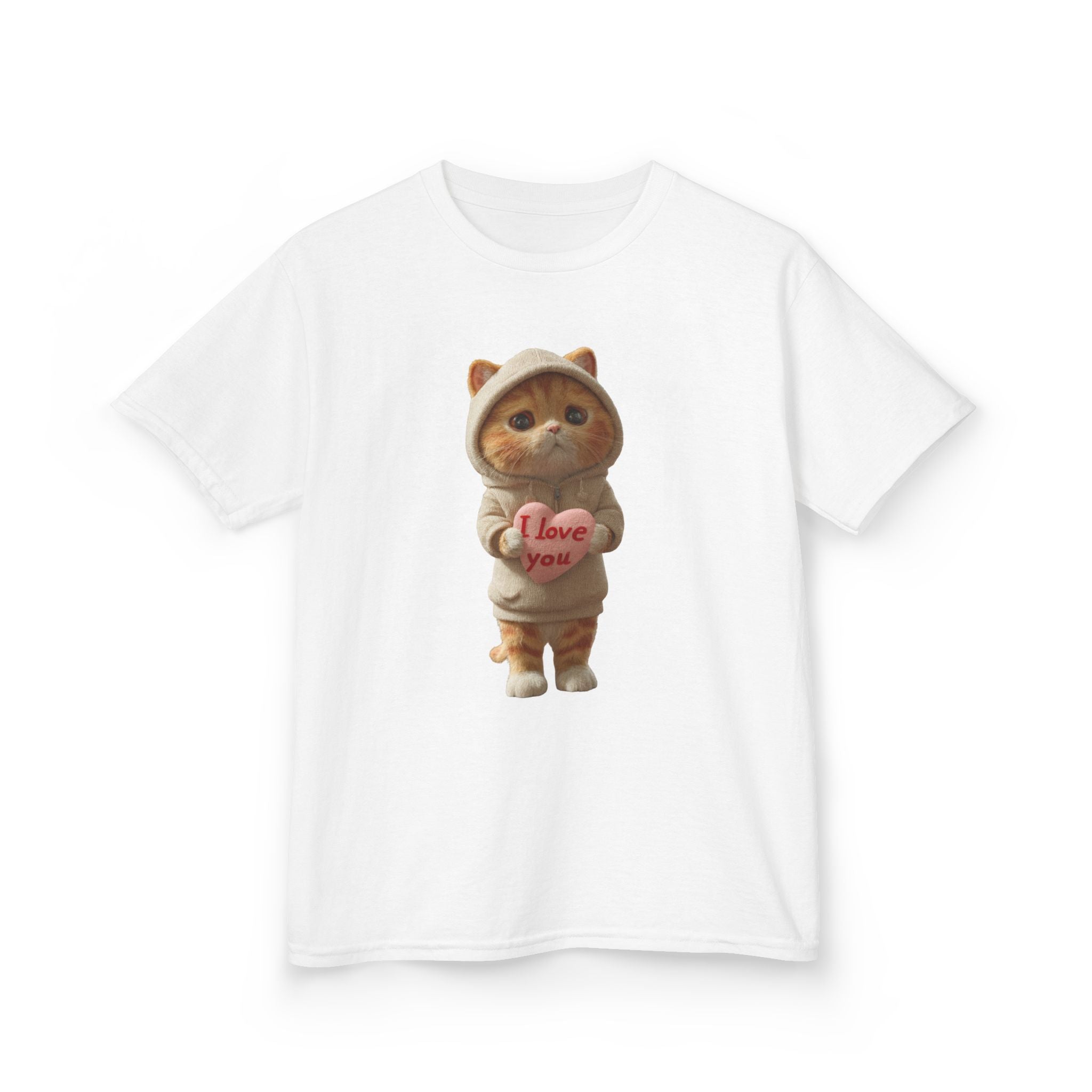 Kids Tee — Cute Kitten Holding "I Love You" Heart