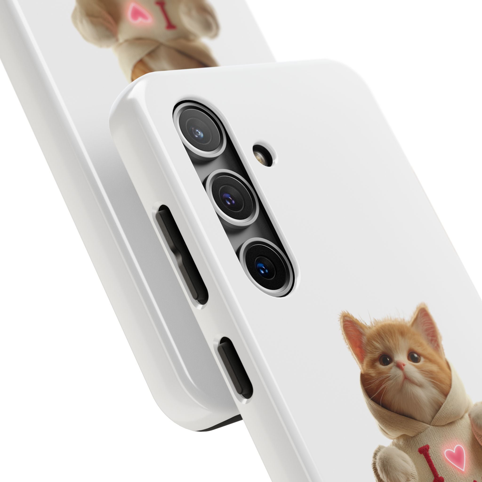 Cute Cat Tough Phone Case – 'I  You' Design