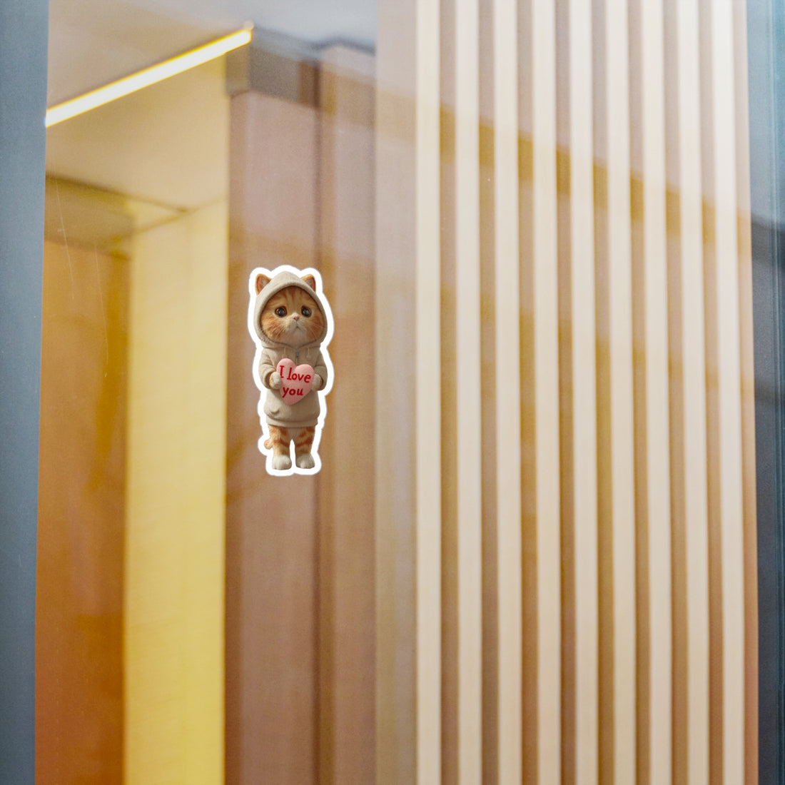 Cute Kitten 'I Love You' Vinyl Sticker — Kiss-Cut Decal for Laptops, Water Bottles & Gifts