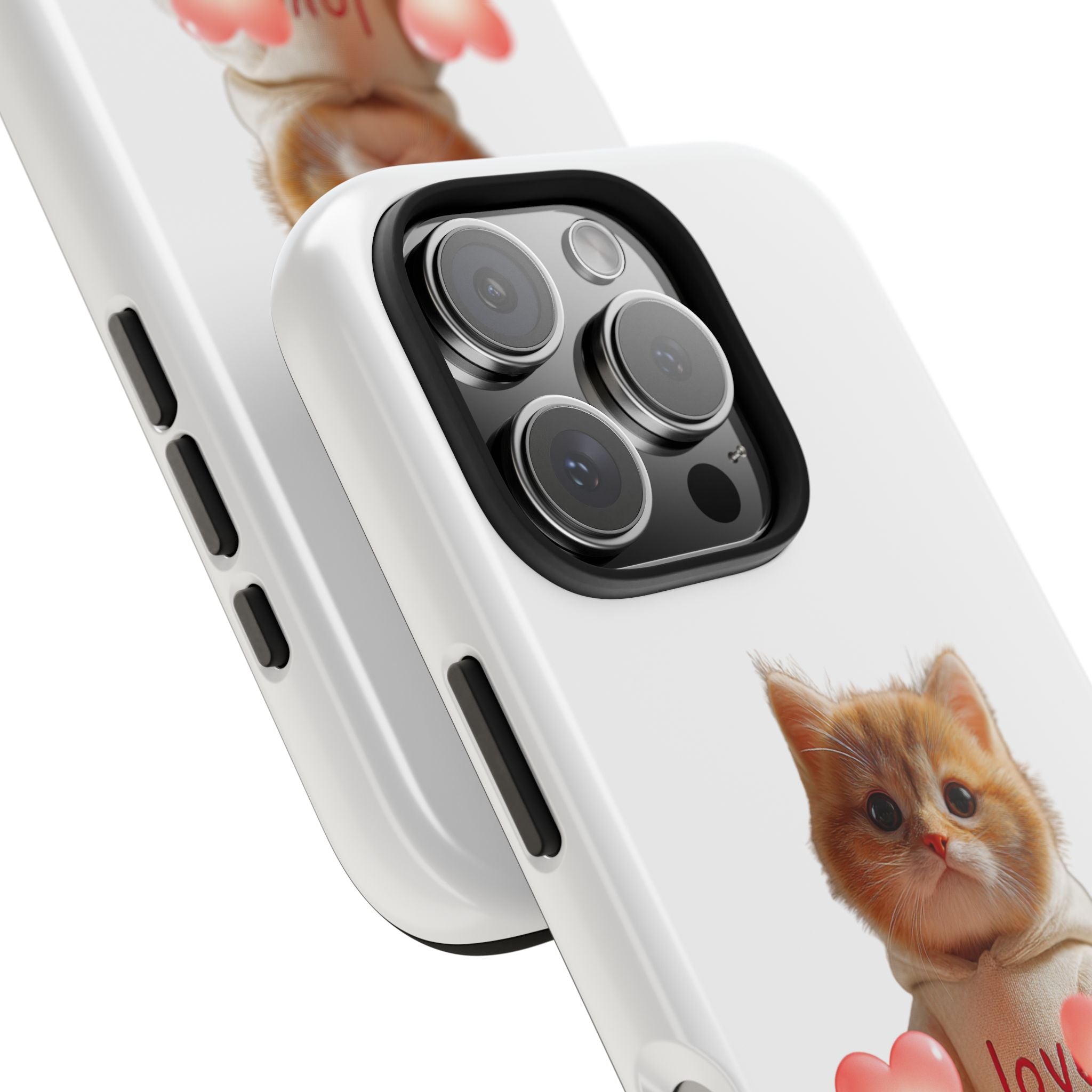 Cute Kitten ‘Love You’ Heart Paw Tough Protective Case