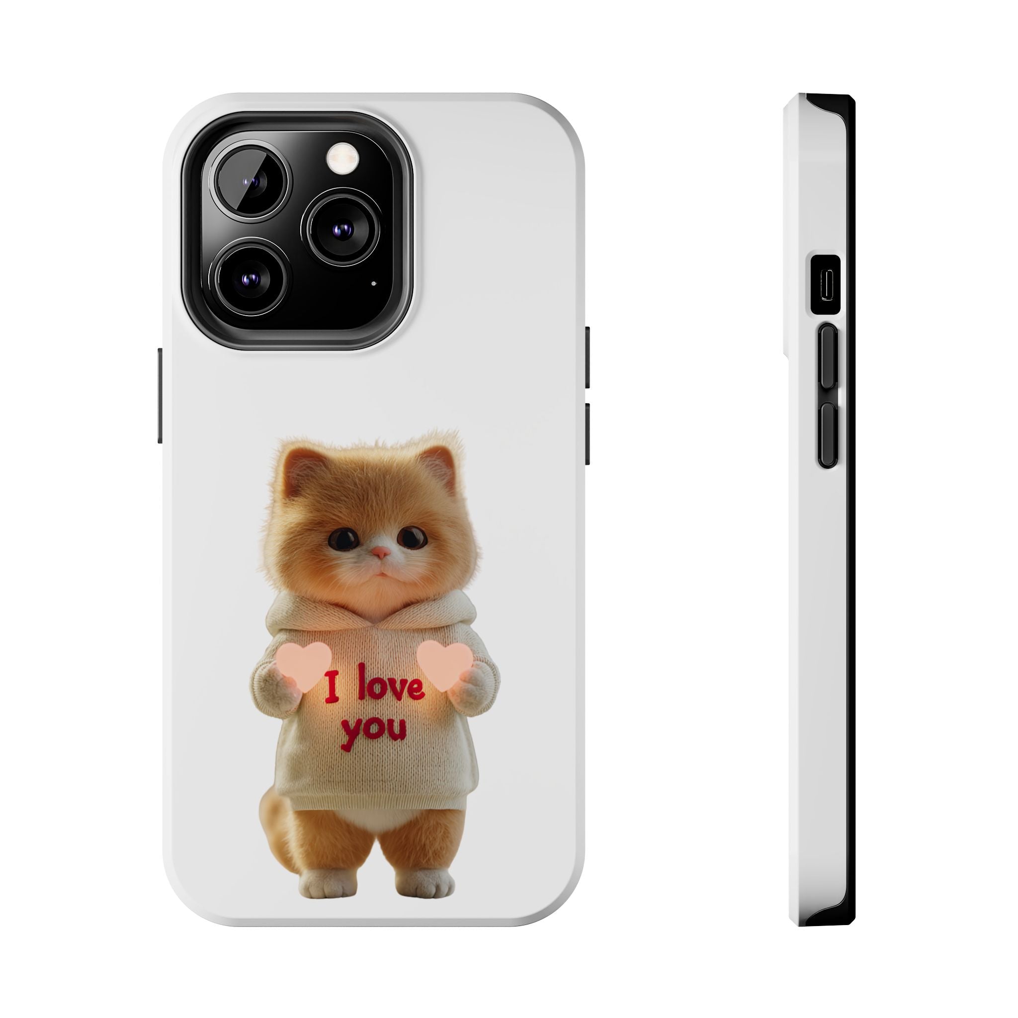 Cute Cat Love Phone Case - Tough Protection with Adorable Design