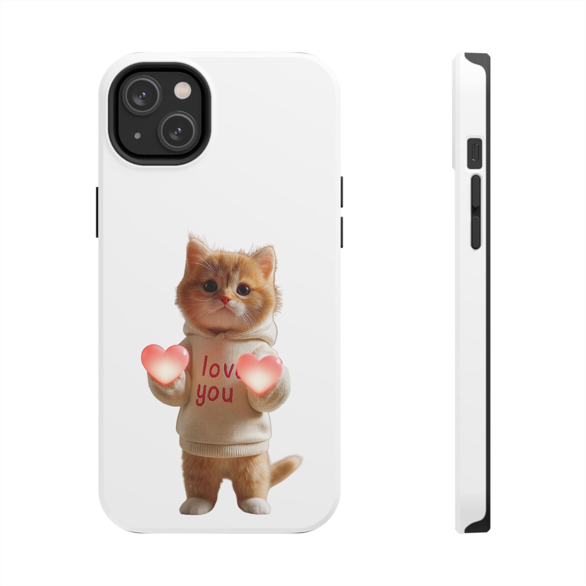 Cute Kitten ‘Love You’ Heart Paw Tough Protective Case