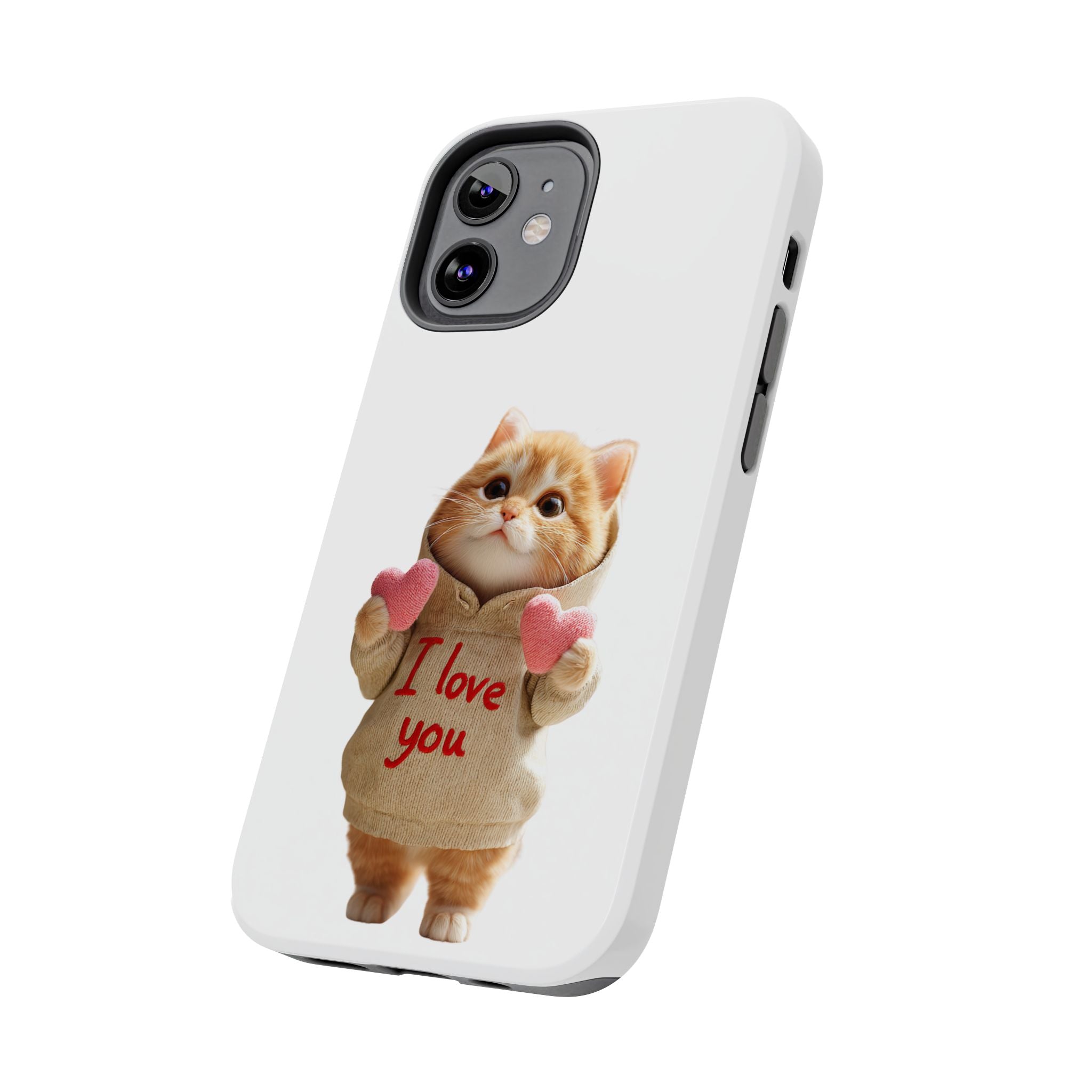 Cute Cat Phone Case with 'I Love You' Design