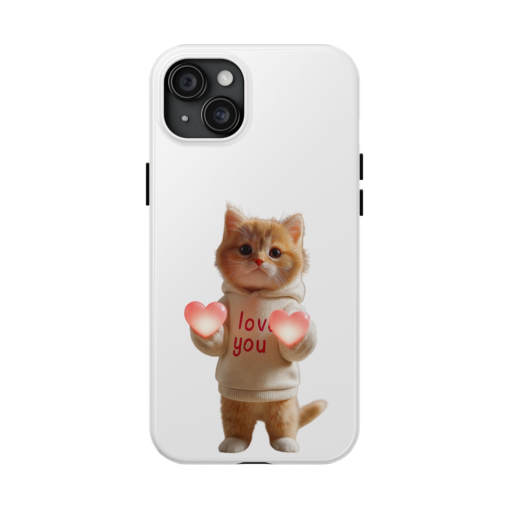 Cute Kitten ‘Love You’ Heart Paw Tough Protective Case
