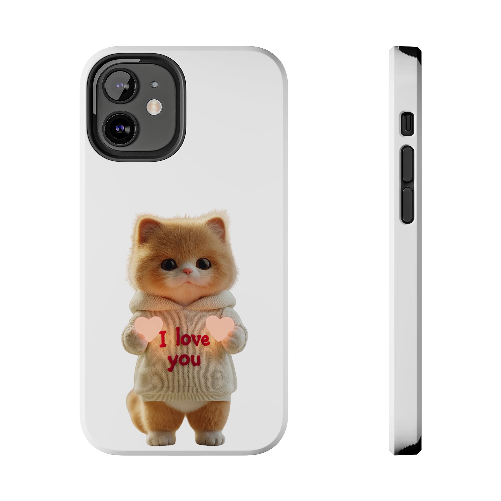 Cute Cat Love Phone Case - Tough Protection with Adorable Design