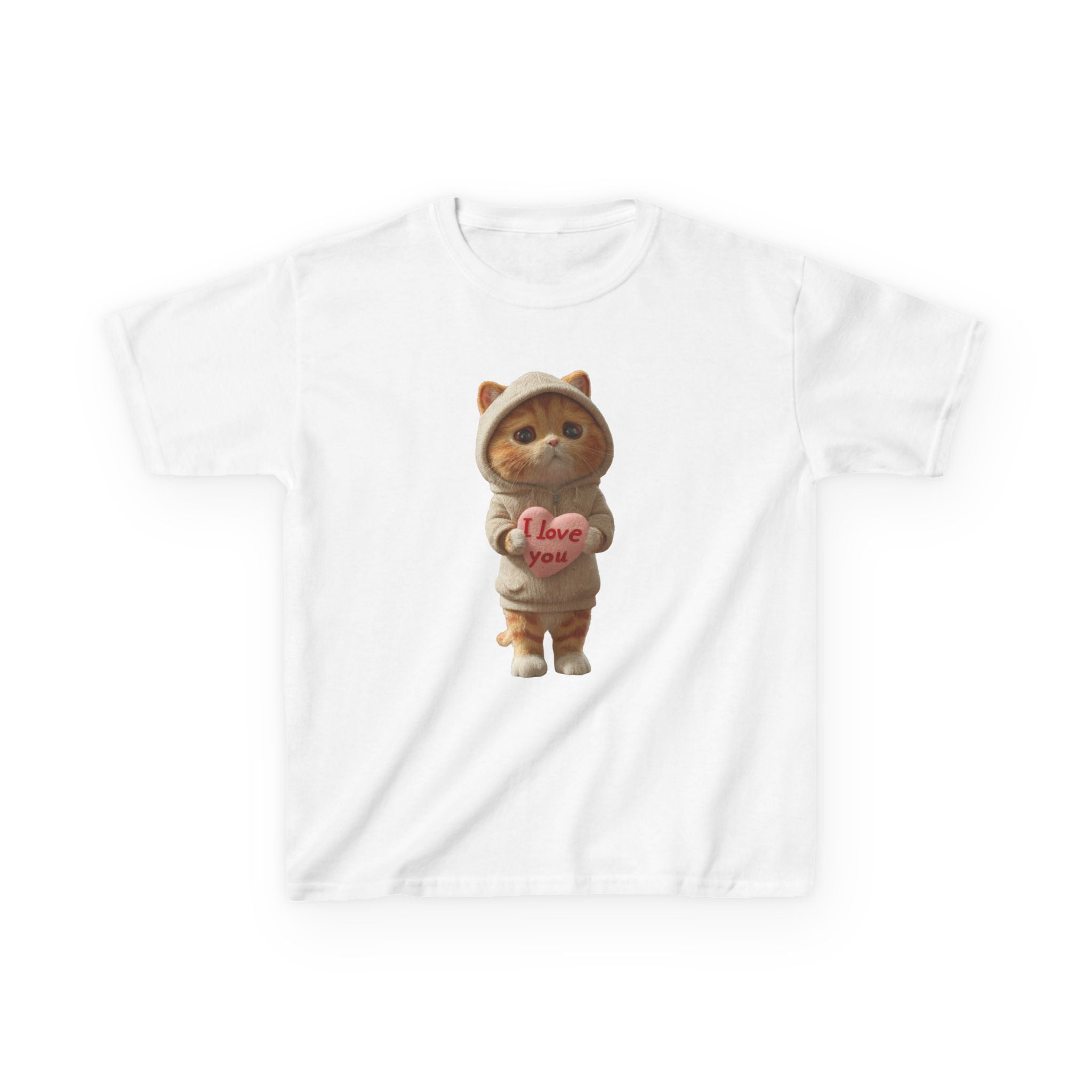 Kids Tee — Cute Kitten Holding "I Love You" Heart