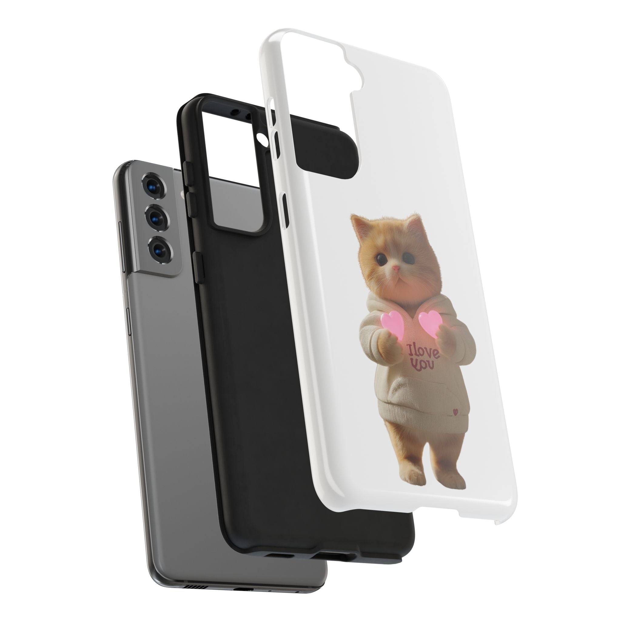 Cute Cat Tough Phone Case - I Love You Design