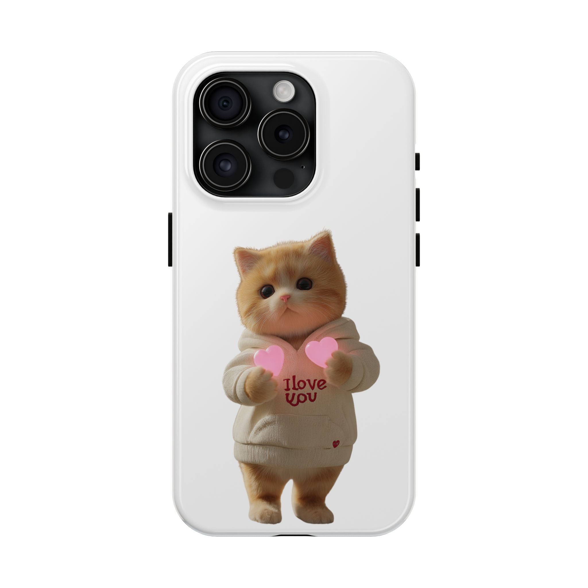 Cute Cat Tough Phone Case - I Love You Design