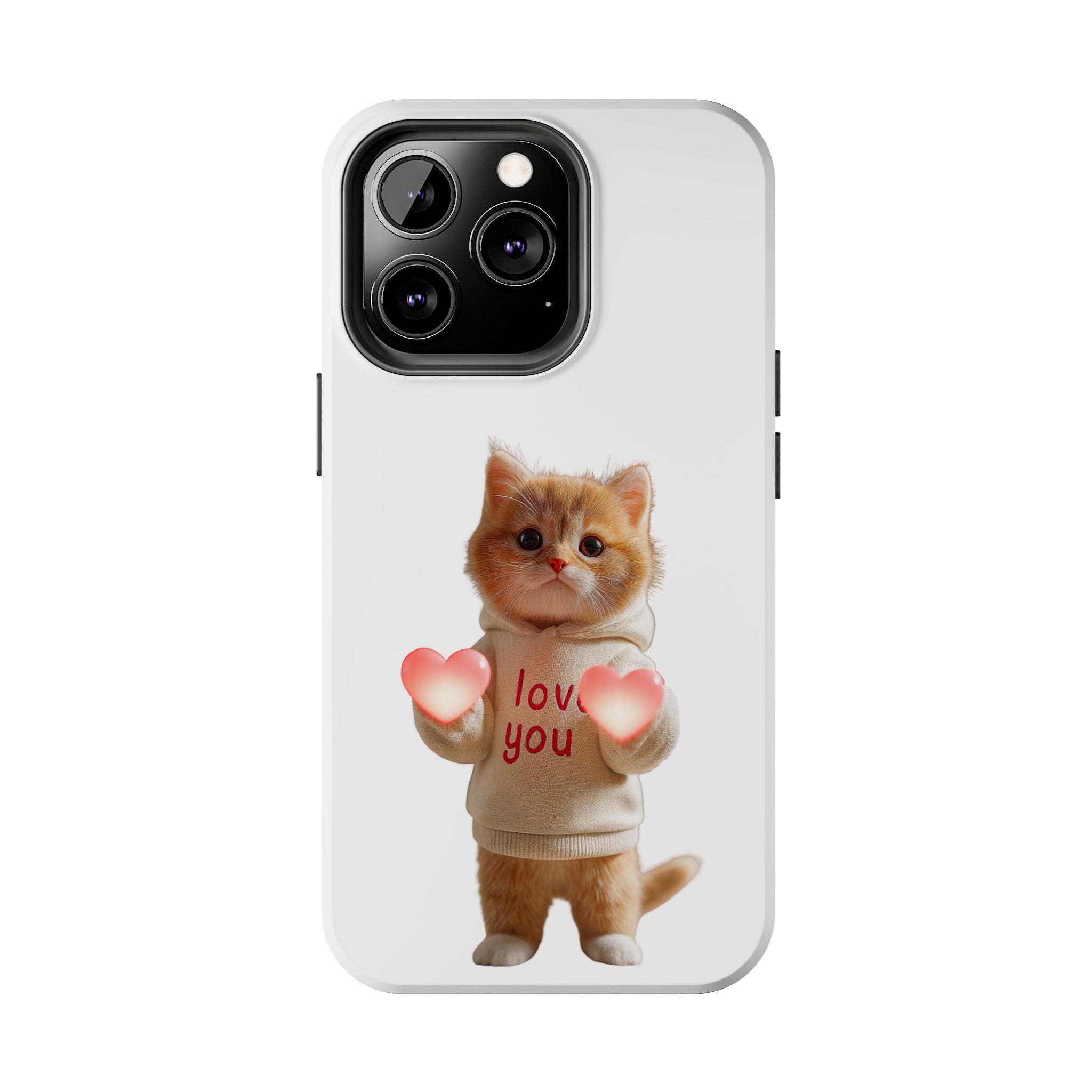 Cute Kitten ‘Love You’ Heart Paw Tough Protective Case