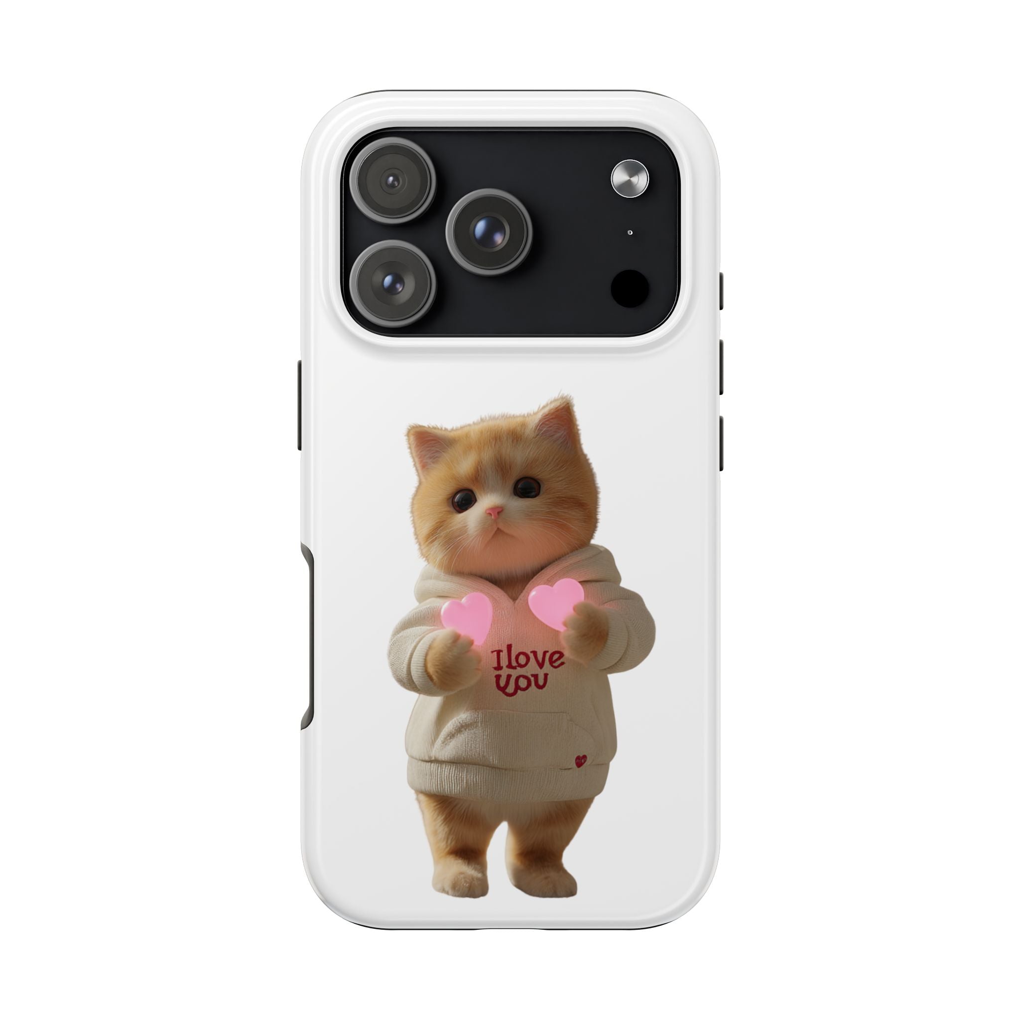 Cute Cat Tough Phone Case - I Love You Design