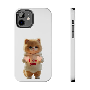 Cute Cat Love Phone Case - Tough Protection with Adorable Design