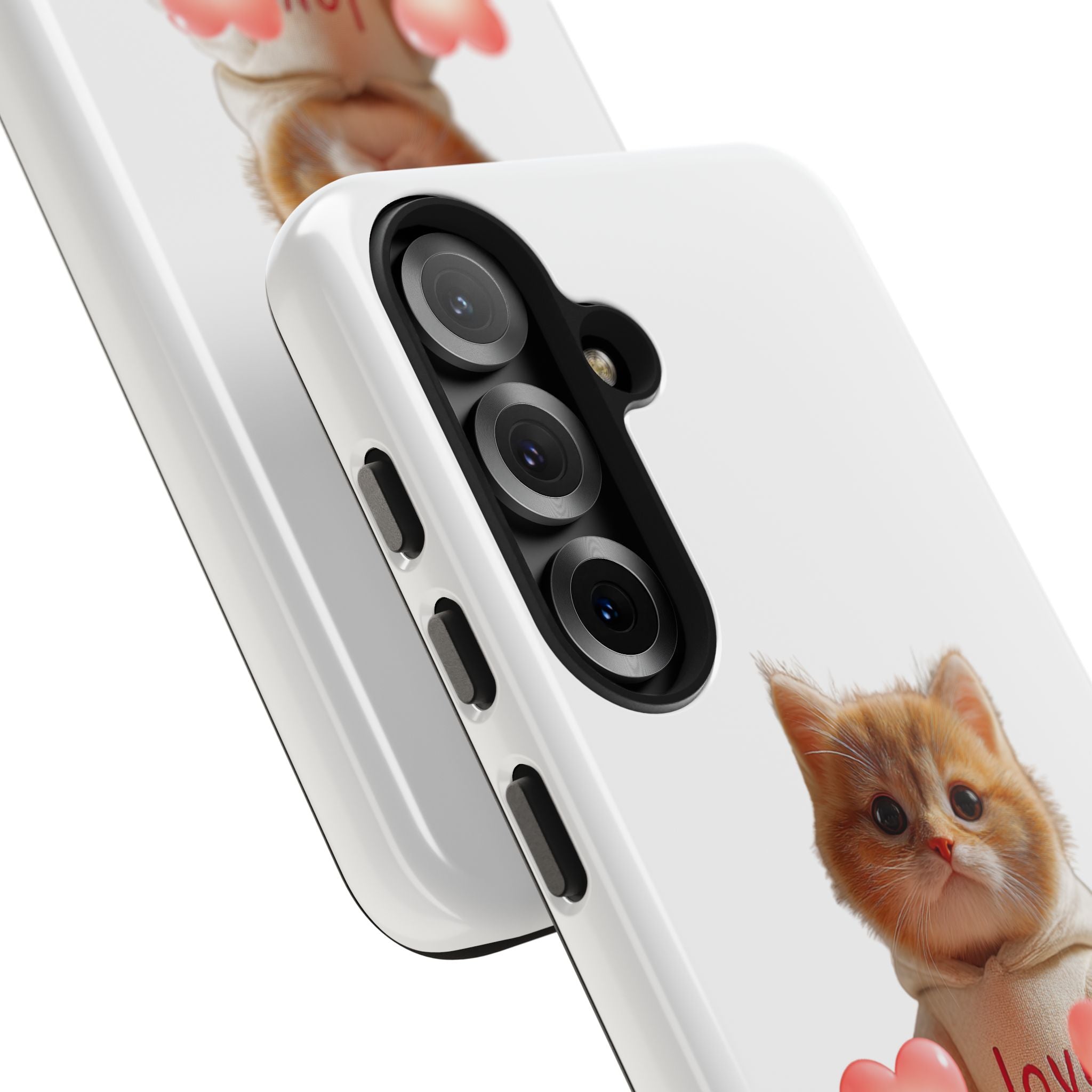 Cute Kitten ‘Love You’ Heart Paw Tough Protective Case