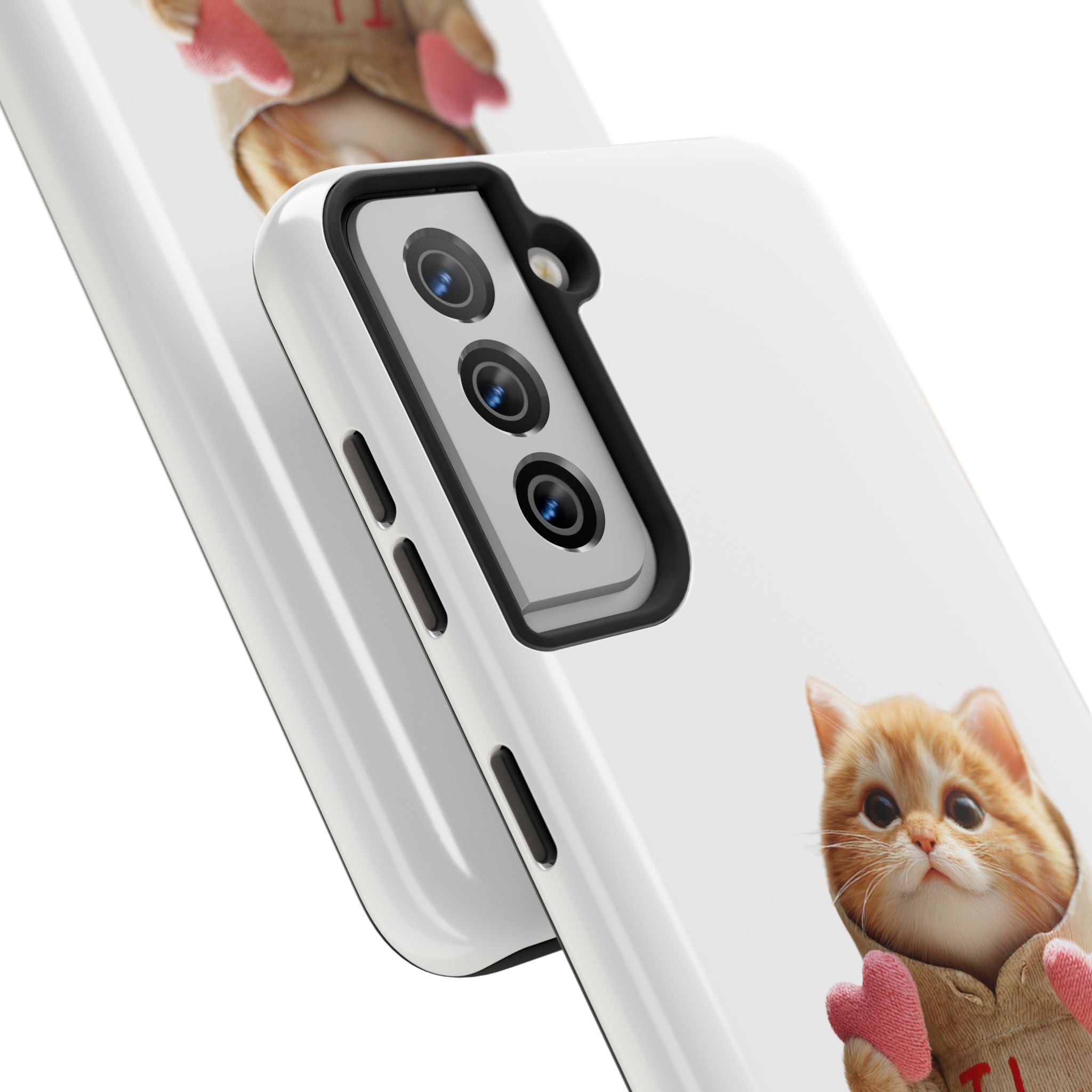 Cute Cat Phone Case with 'I Love You' Design