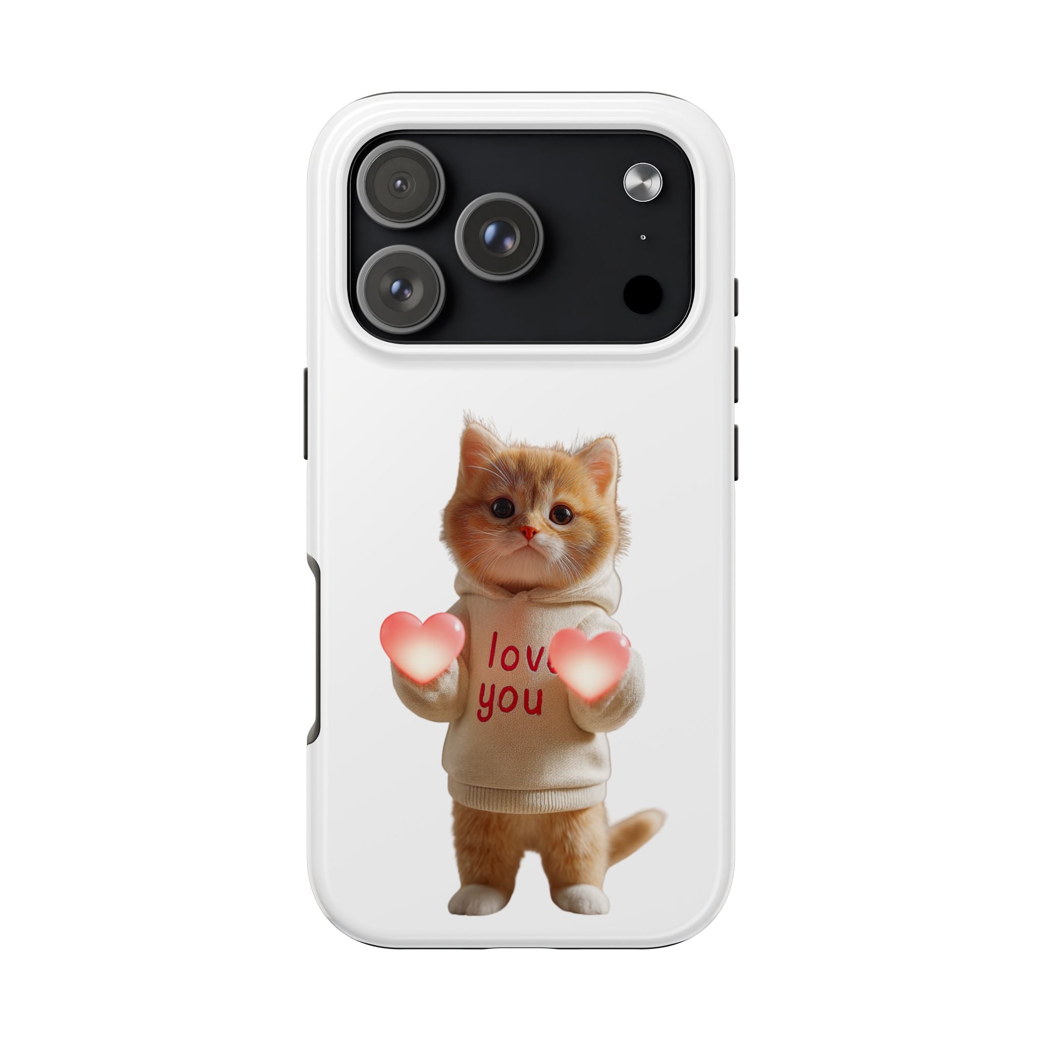 Cute Kitten ‘Love You’ Heart Paw Tough Protective Case