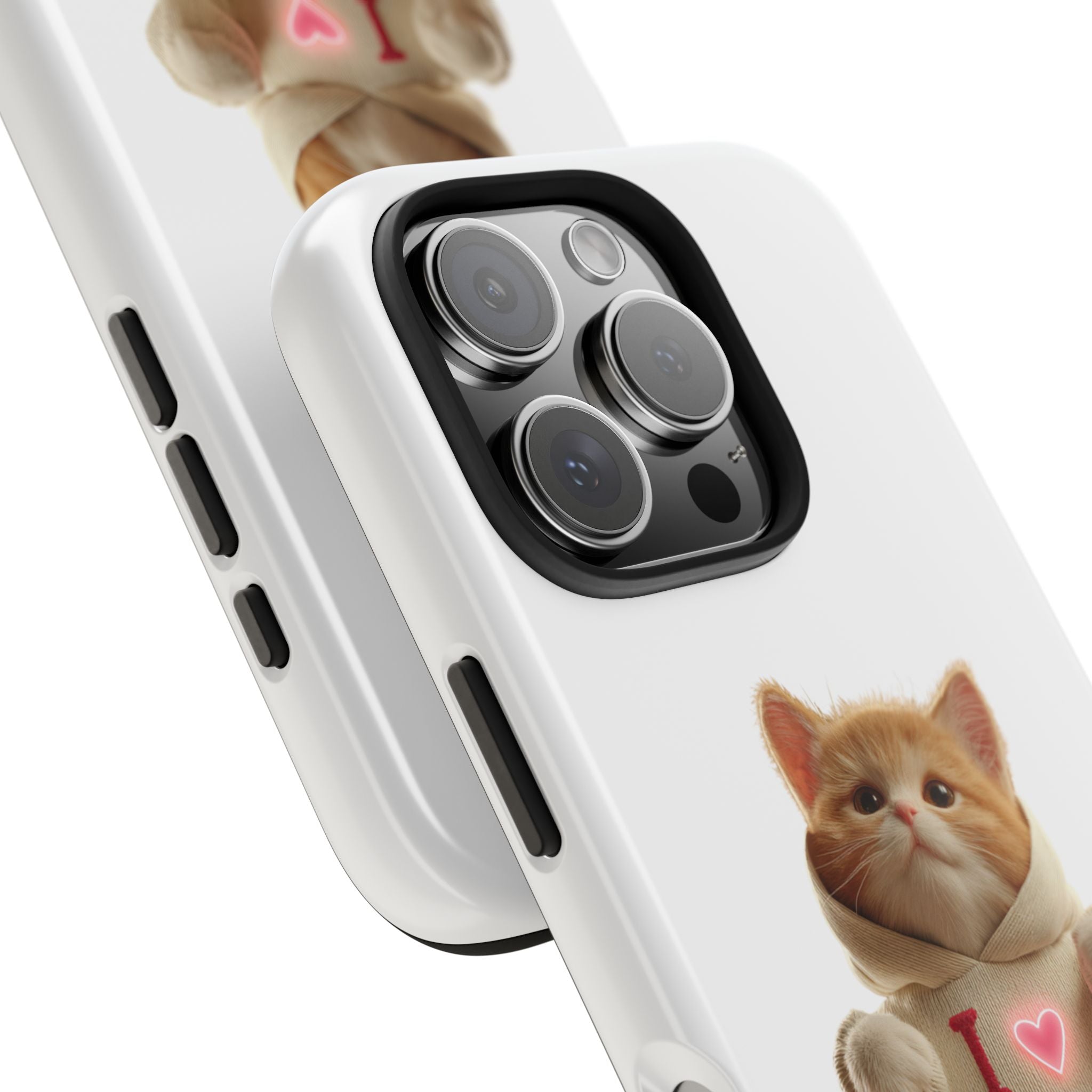 Cute Cat Tough Phone Case – 'I  You' Design
