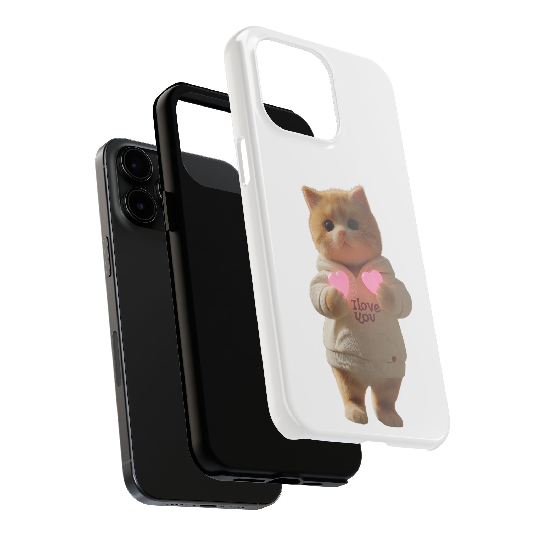 Cute Cat Tough Phone Case - I Love You Design