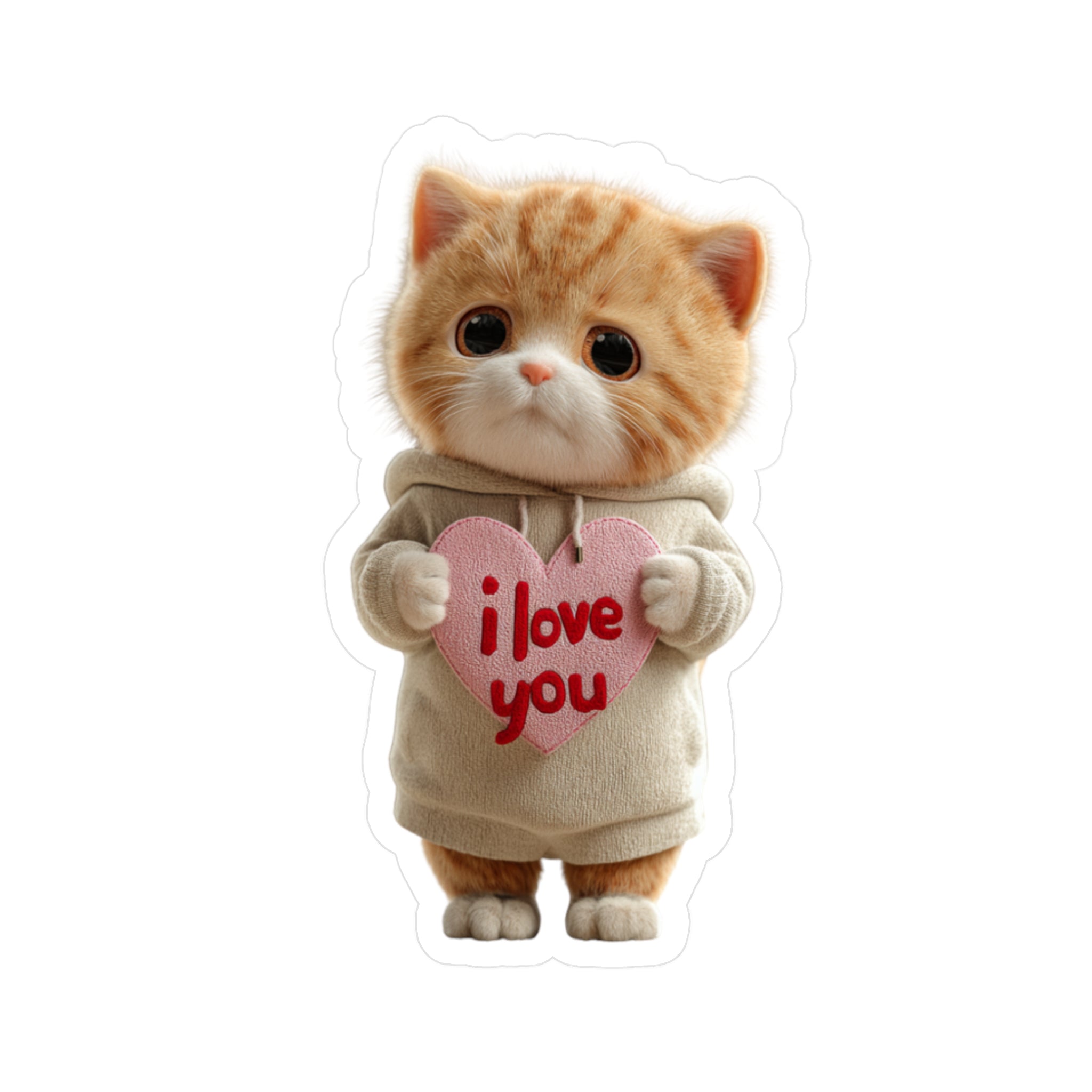 Cute Cat 'I Love You' Vinyl Sticker - Kiss-Cut Decal for Laptops, Water Bottles & Gifts