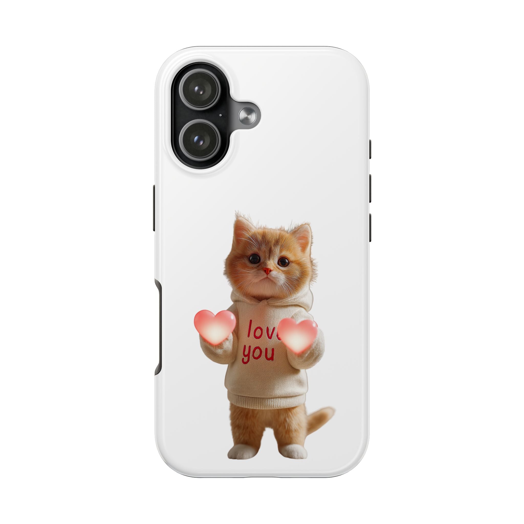 Cute Kitten ‘Love You’ Heart Paw Tough Protective Case