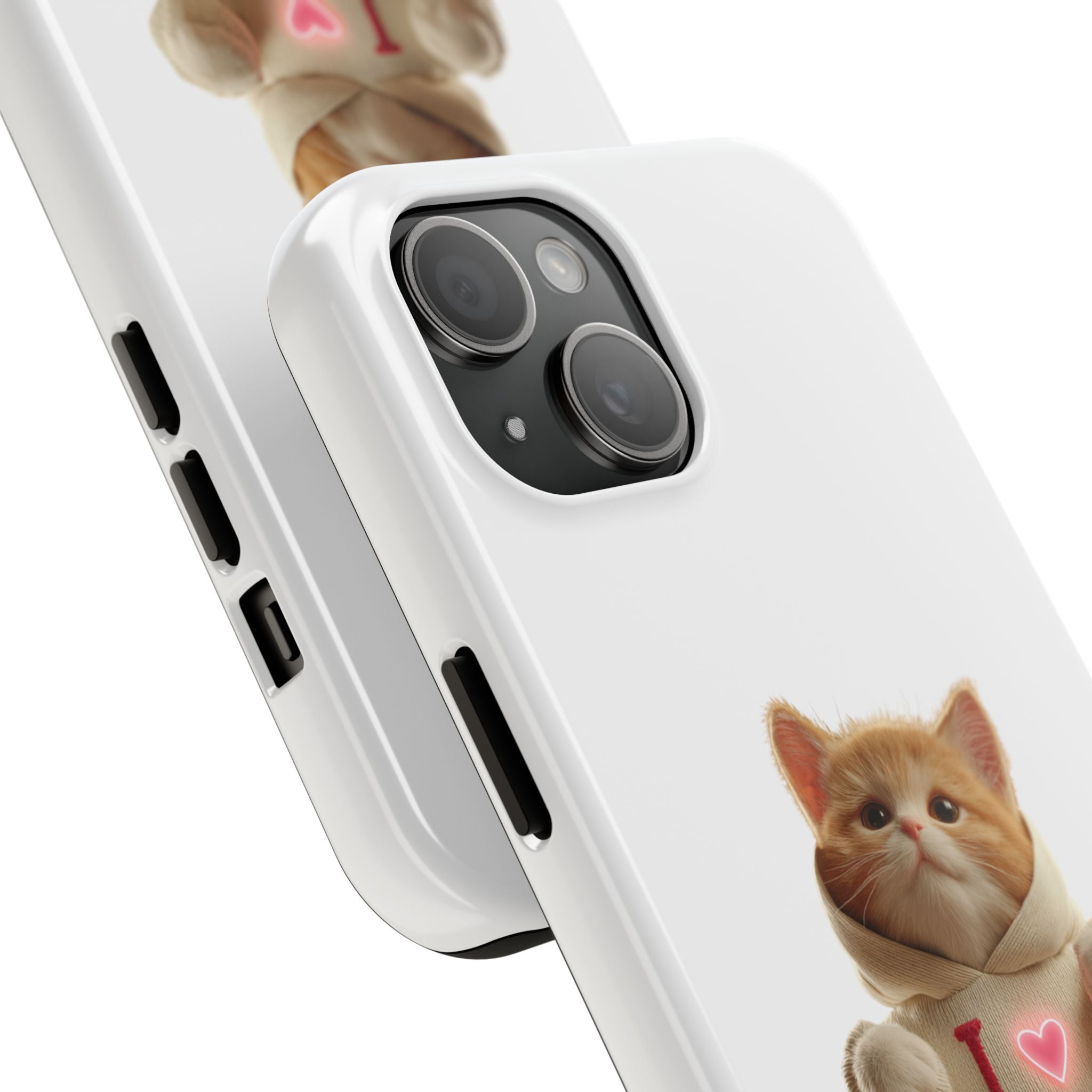 Cute Cat Tough Phone Case – 'I  You' Design