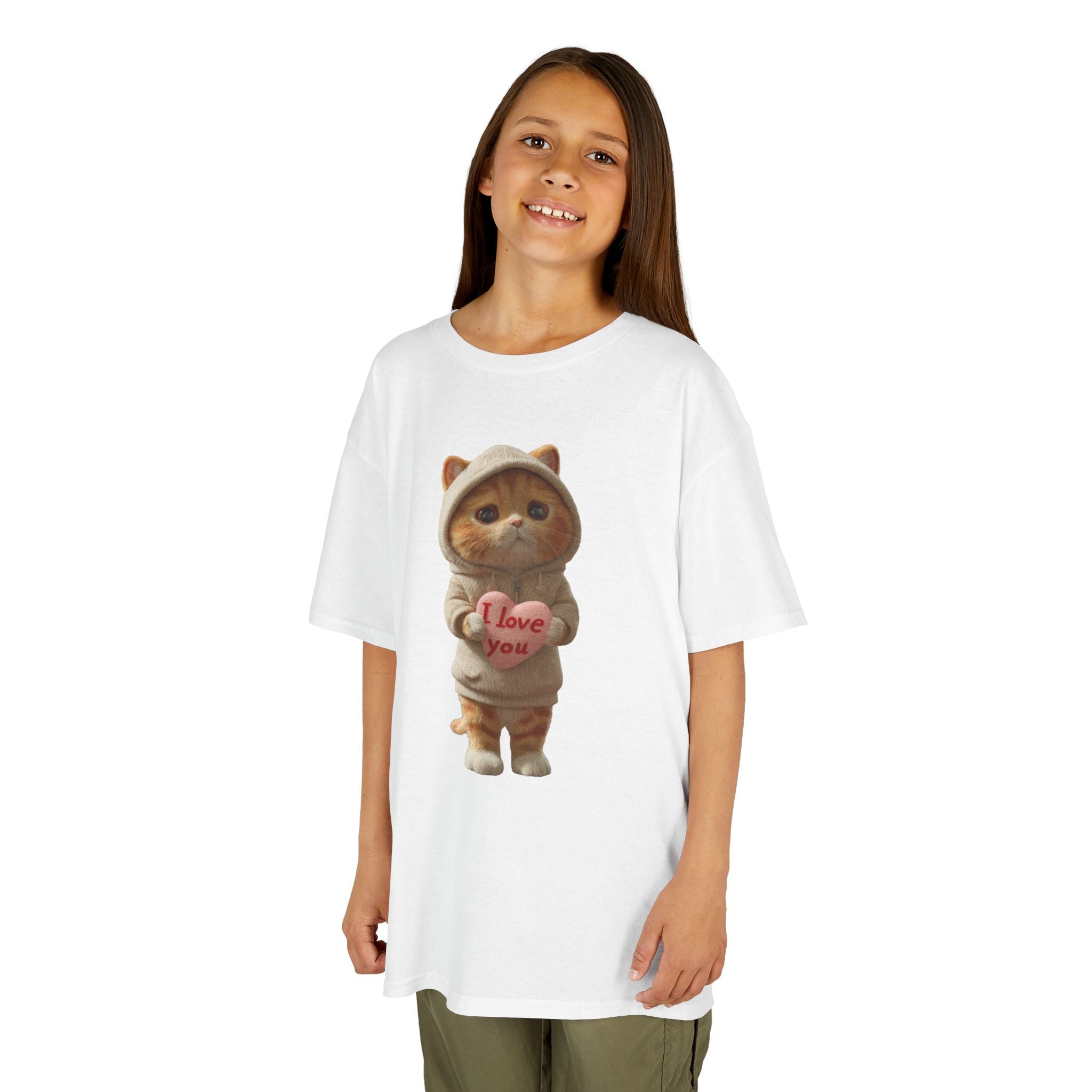 Kids Tee — Cute Kitten Holding "I Love You" Heart