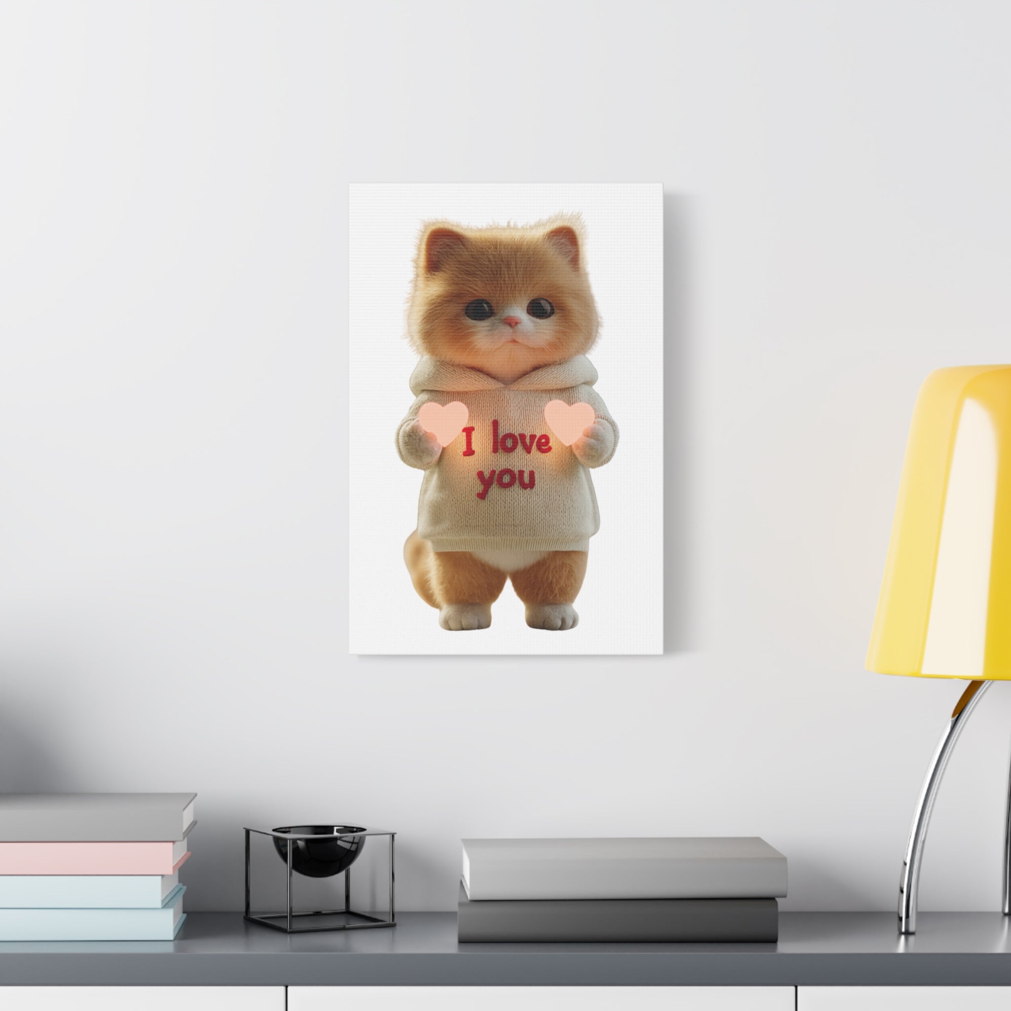 Cute Kitten "I Love You" Matte Canvas Wall Art