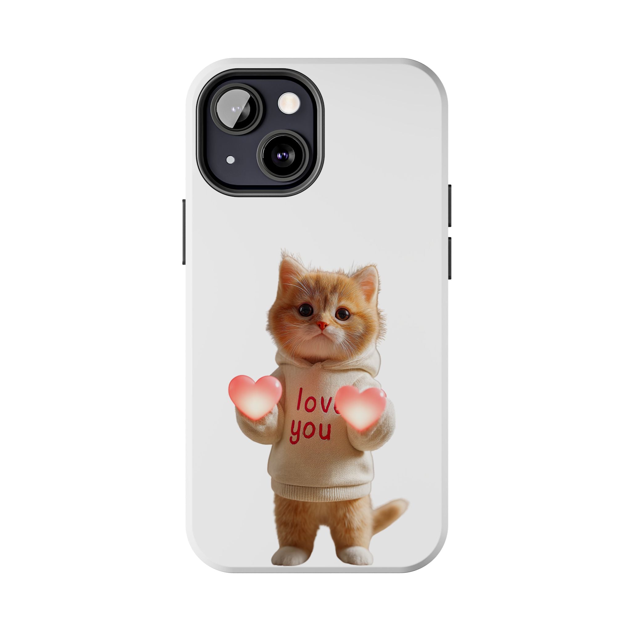 Cute Kitten ‘Love You’ Heart Paw Tough Protective Case