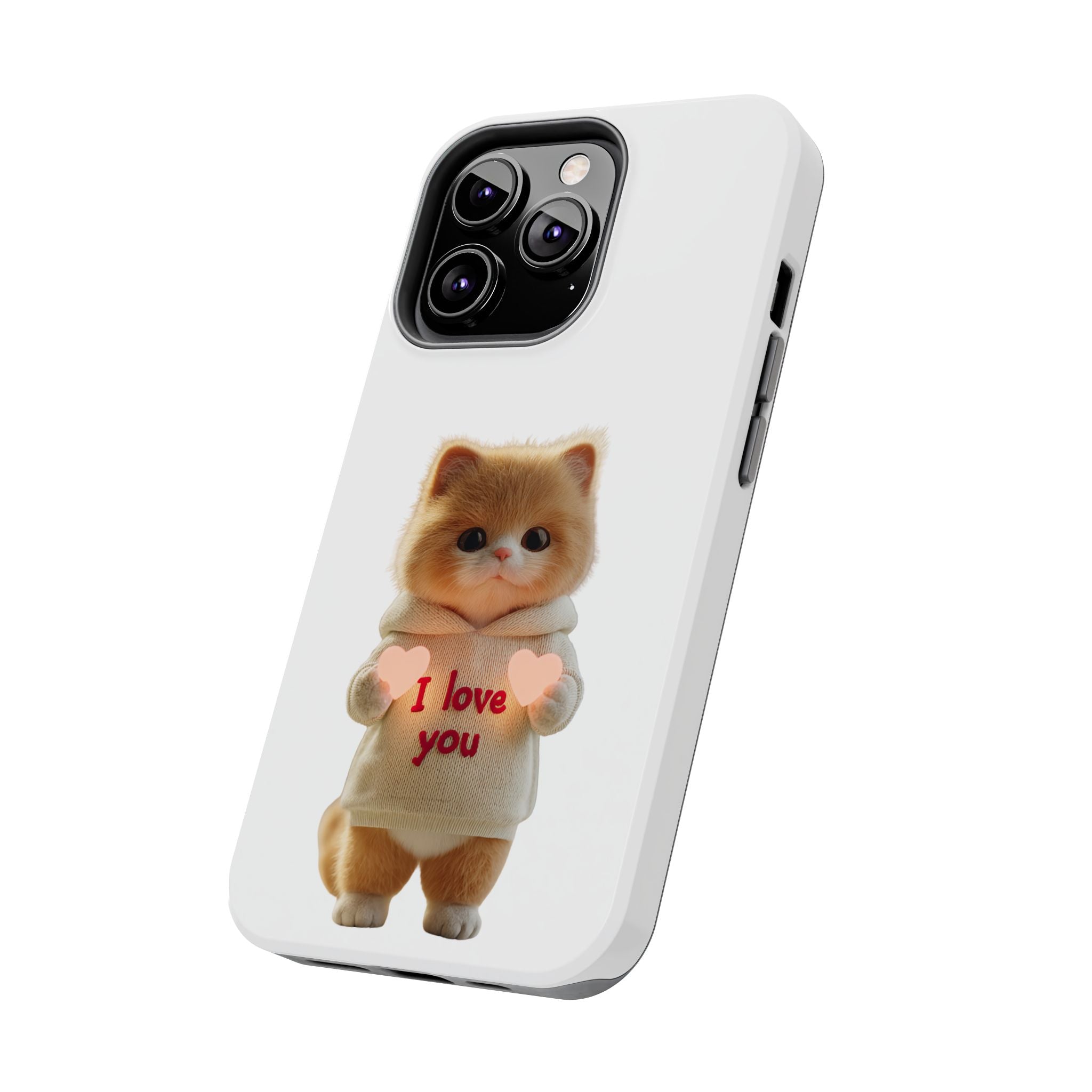 Cute Cat Love Phone Case - Tough Protection with Adorable Design