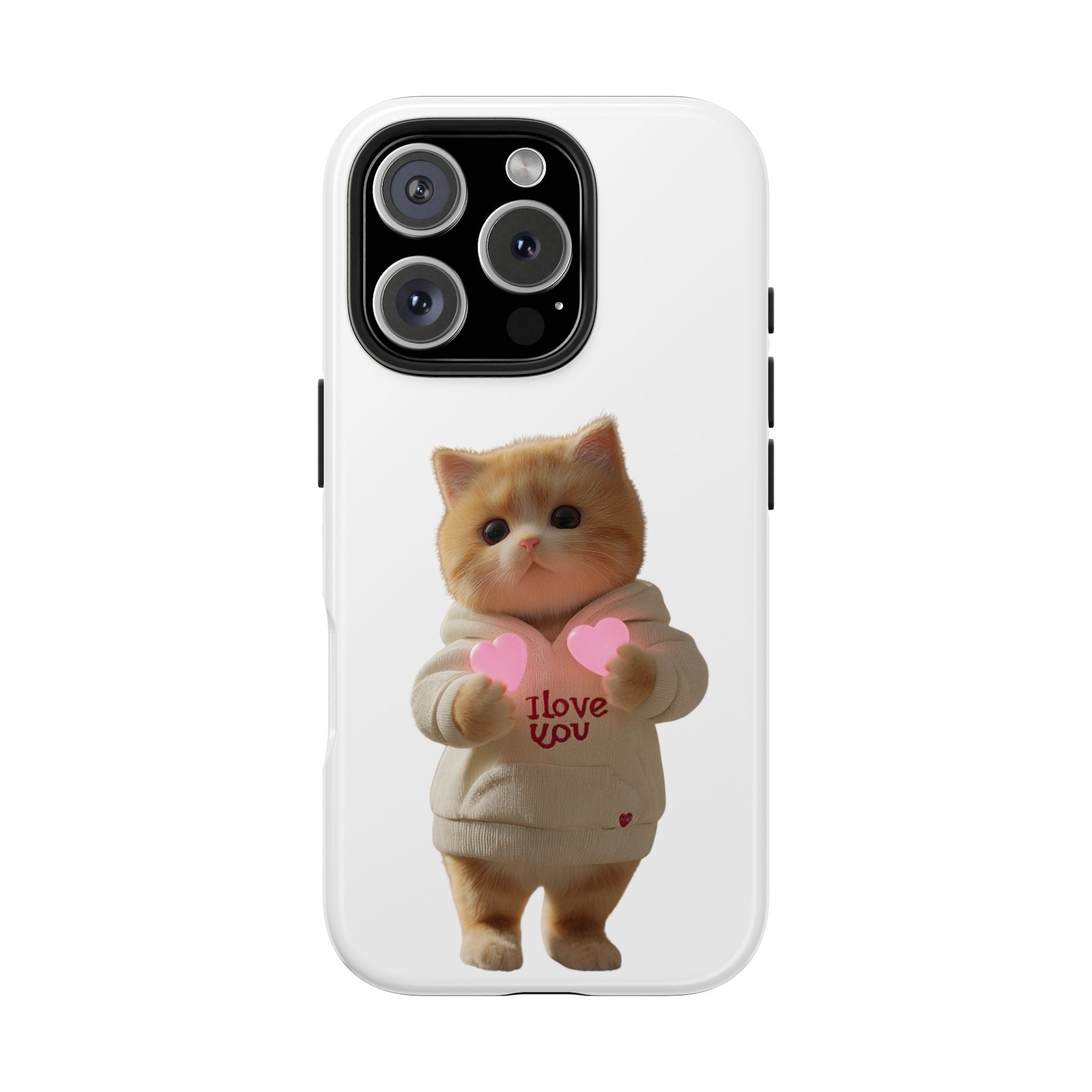 Cute Cat Tough Phone Case - I Love You Design