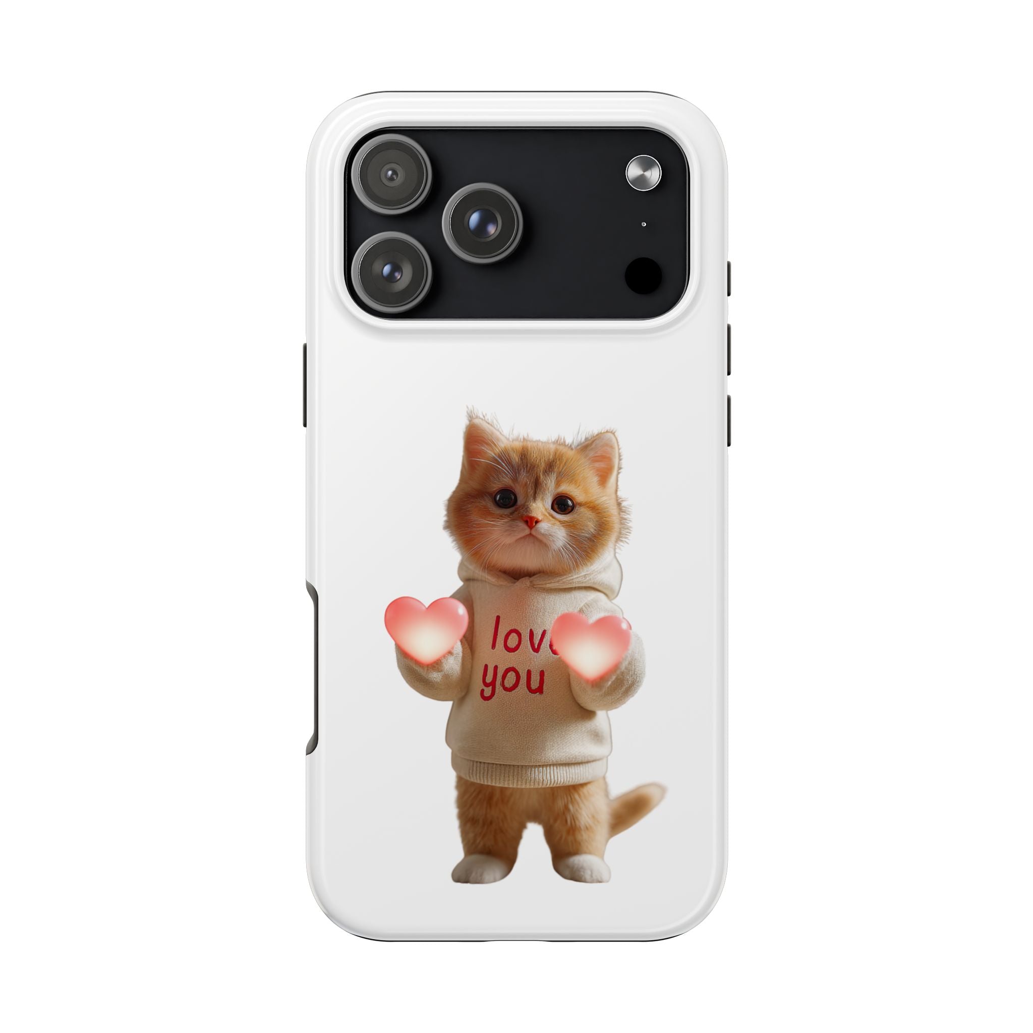 Cute Kitten ‘Love You’ Heart Paw Tough Protective Case