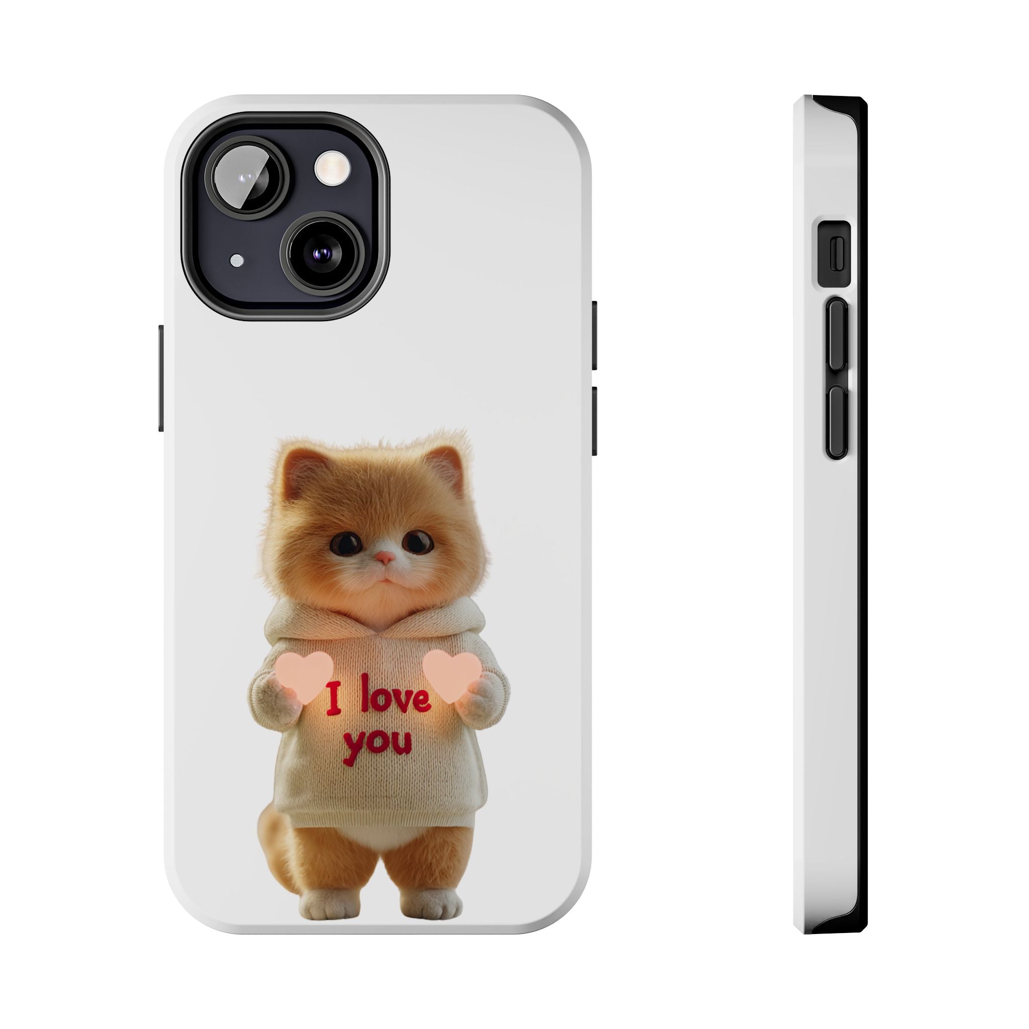 Cute Cat Love Phone Case - Tough Protection with Adorable Design